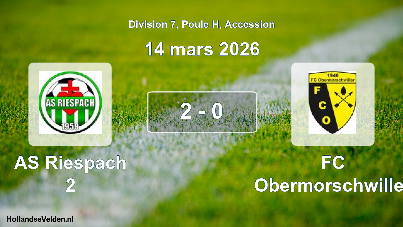 Gespeelde wedstrijd: AS Riespach 2 - FC Obermorschwiller 2 - 0 (14 maart 2026)