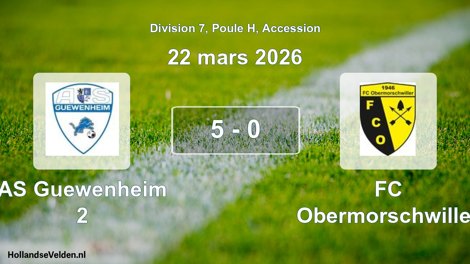Gespeelde wedstrijd: AS Guewenheim 2 - FC Obermorschwiller 5 - 0 (22 maart 2026)