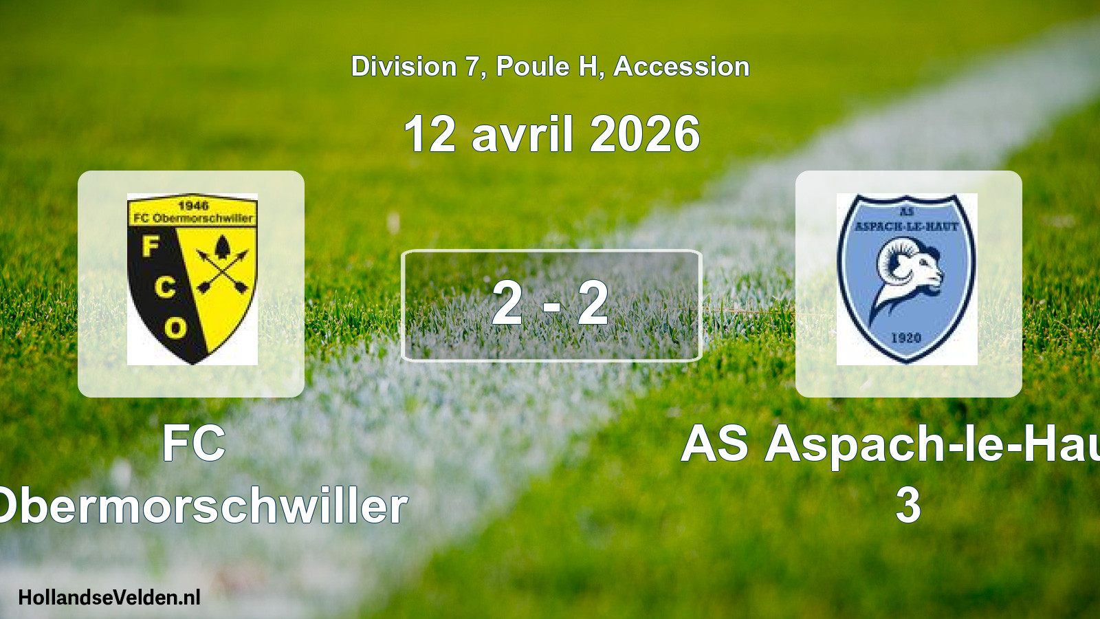 Gespeelde wedstrijd: FC Obermorschwiller - AS Aspach-le-Haut 3 2 - 2 (12 april 2026)