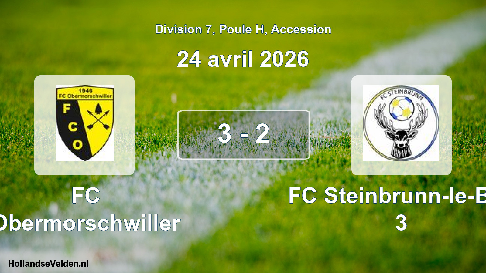 Gespeelde wedstrijd: FC Obermorschwiller - FC Steinbrunn-le-Bas 3 3 - 2 (24 april 2026)
