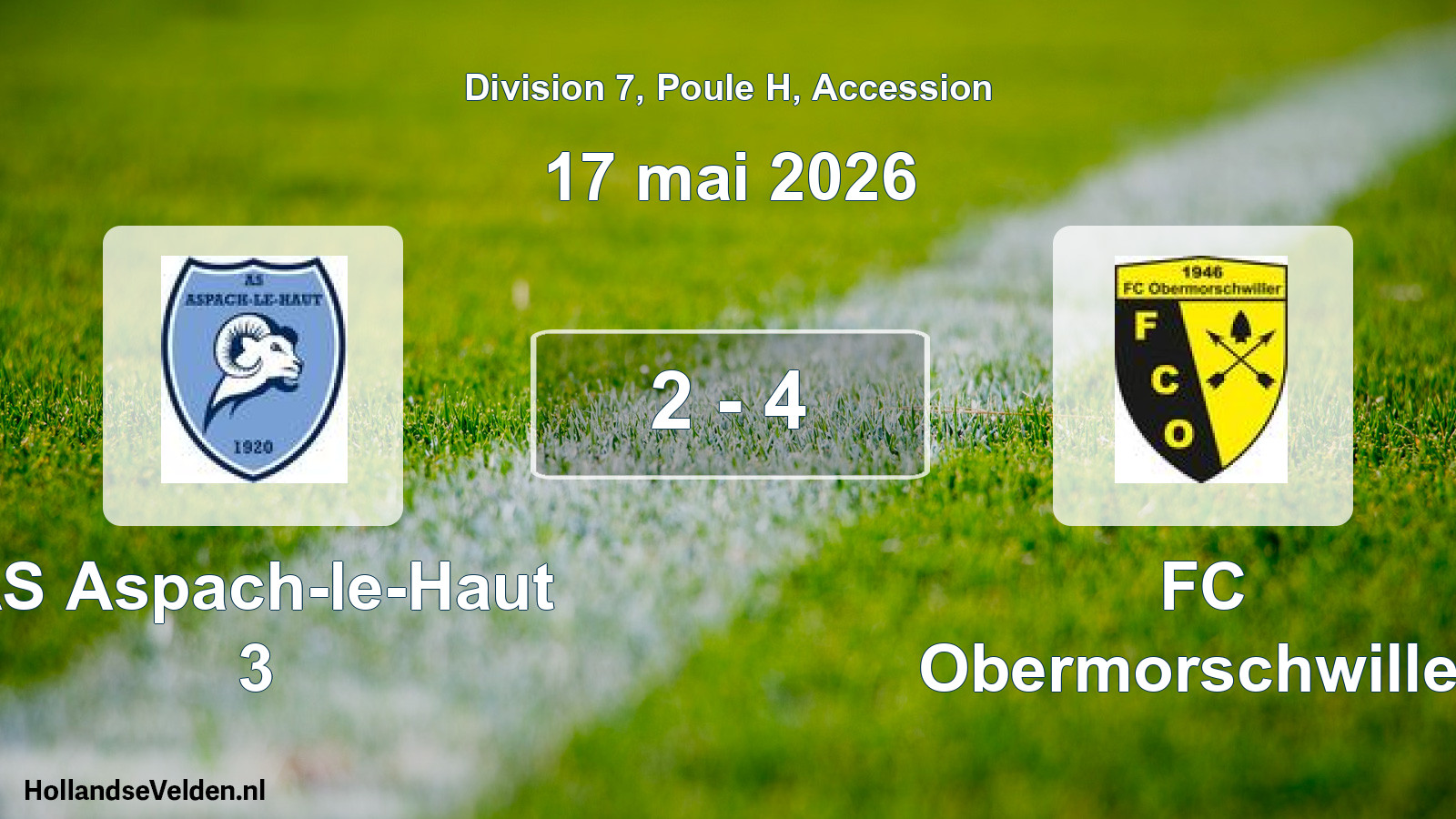 Gespeelde wedstrijd: AS Aspach-le-Haut 3 - FC Obermorschwiller 2 - 4 (17 mei 2026)