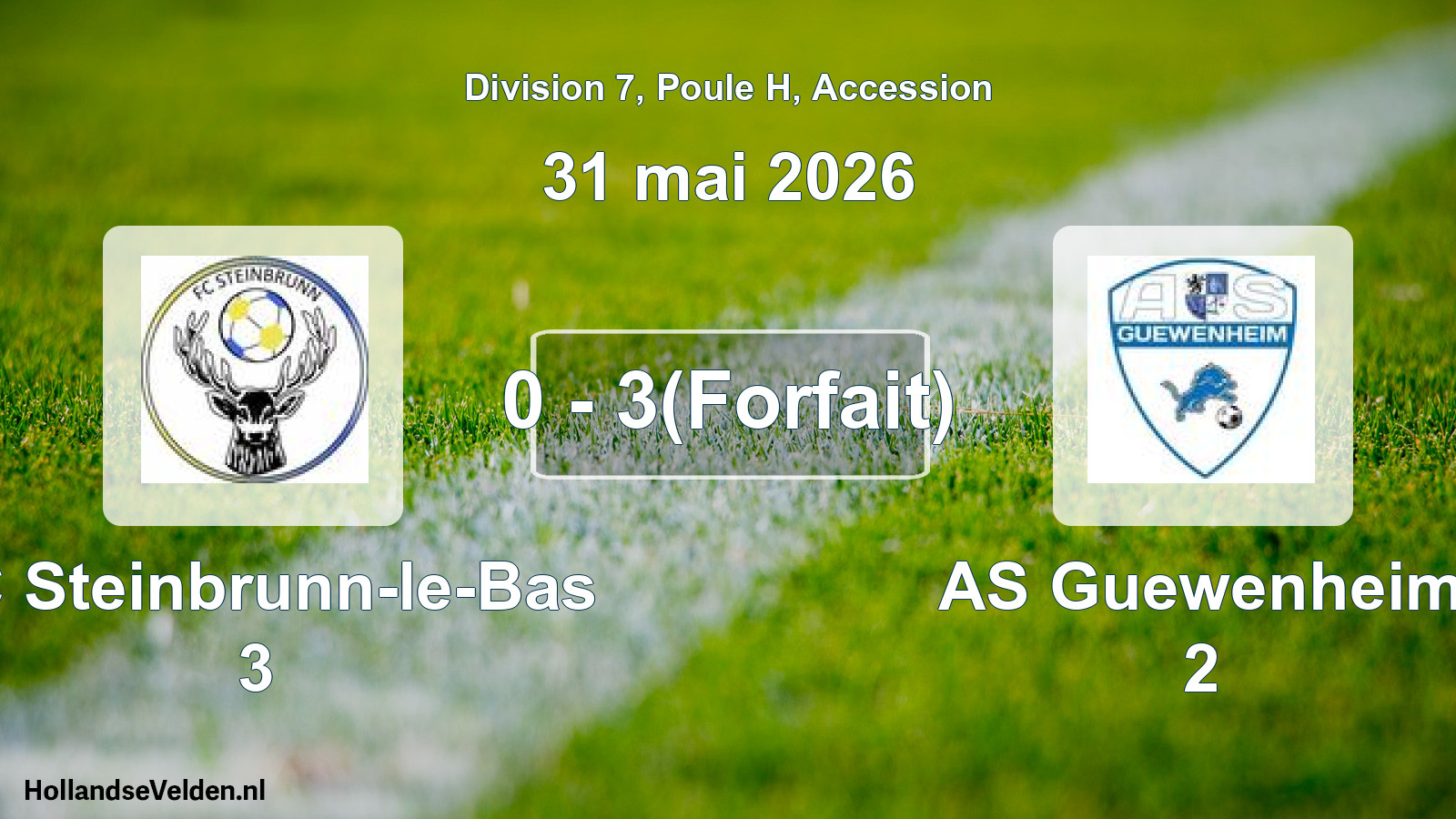 Gespeelde wedstrijd: FC Steinbrunn-le-Bas 3 - AS Guewenheim 2 0 - 3(Forfait) (31 mei 2026)