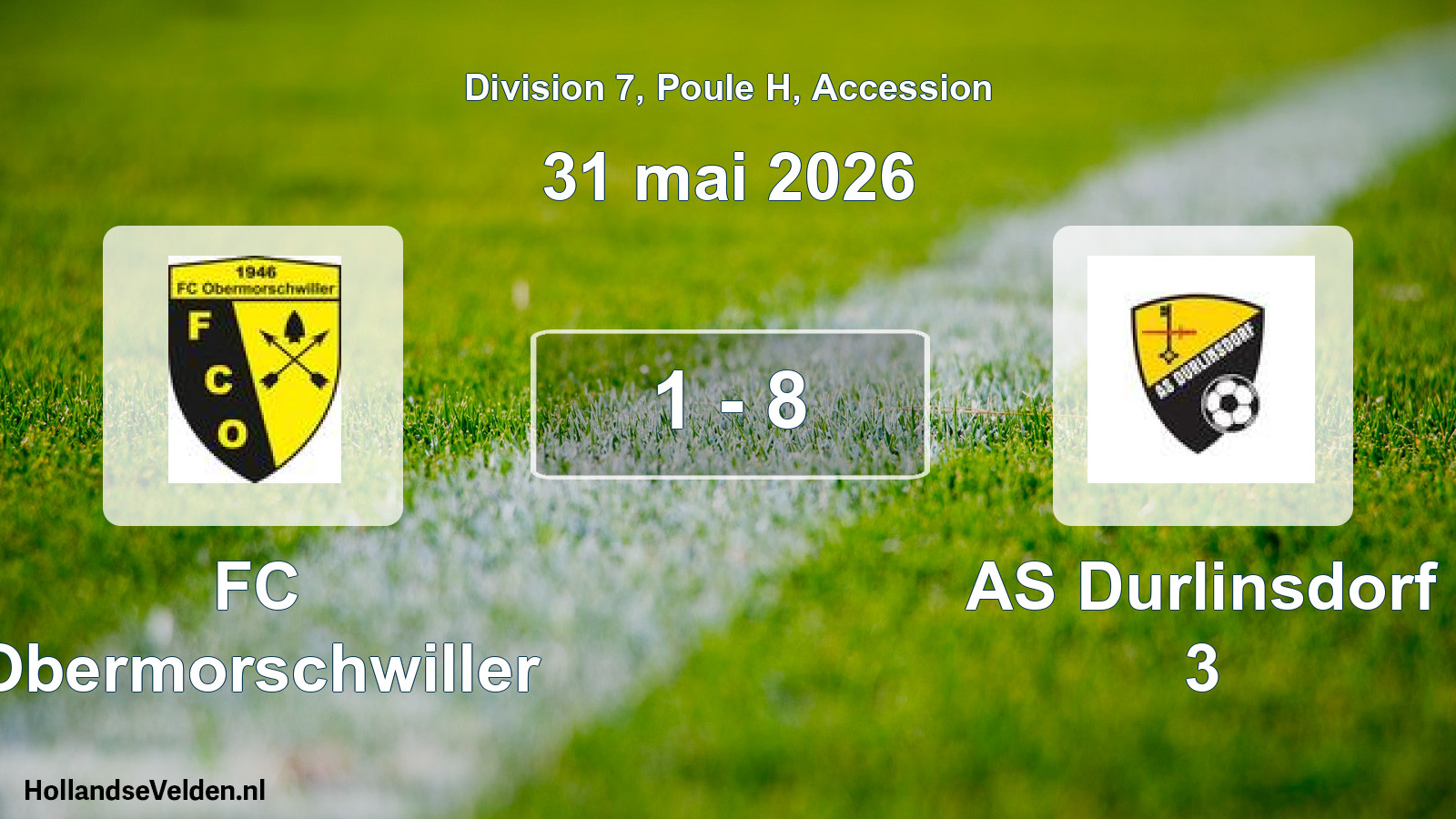 Gespeelde wedstrijd: FC Obermorschwiller - AS Durlinsdorf 3 1 - 8 (31 mei 2026)