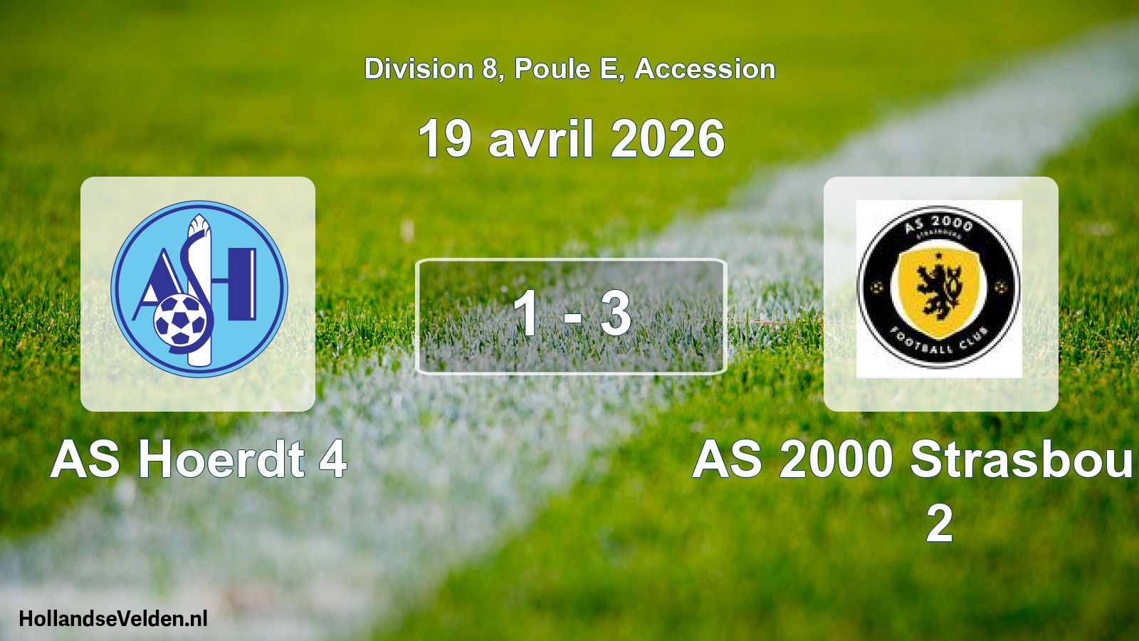 Gespeelde wedstrijd: AS Hoerdt 4 - AS 2000 Strasbourg 2 1 - 3 (19 april 2026)