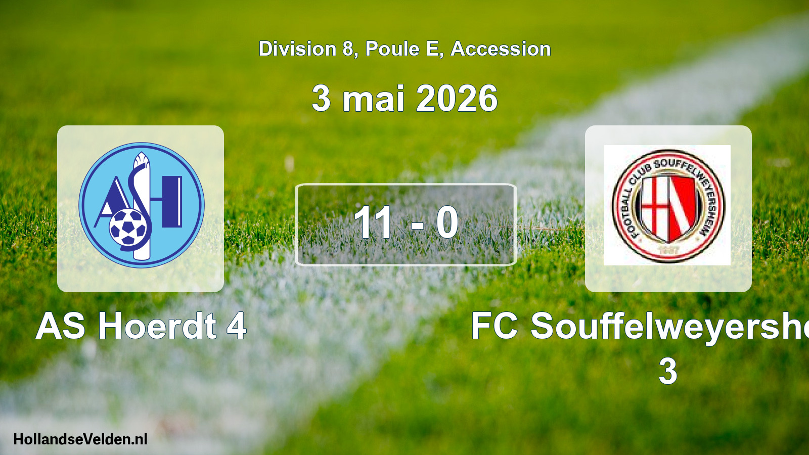 Gespeelde wedstrijd: AS Hoerdt 4 - FC Souffelweyersheim 3 11 - 0 (3 mei 2026)