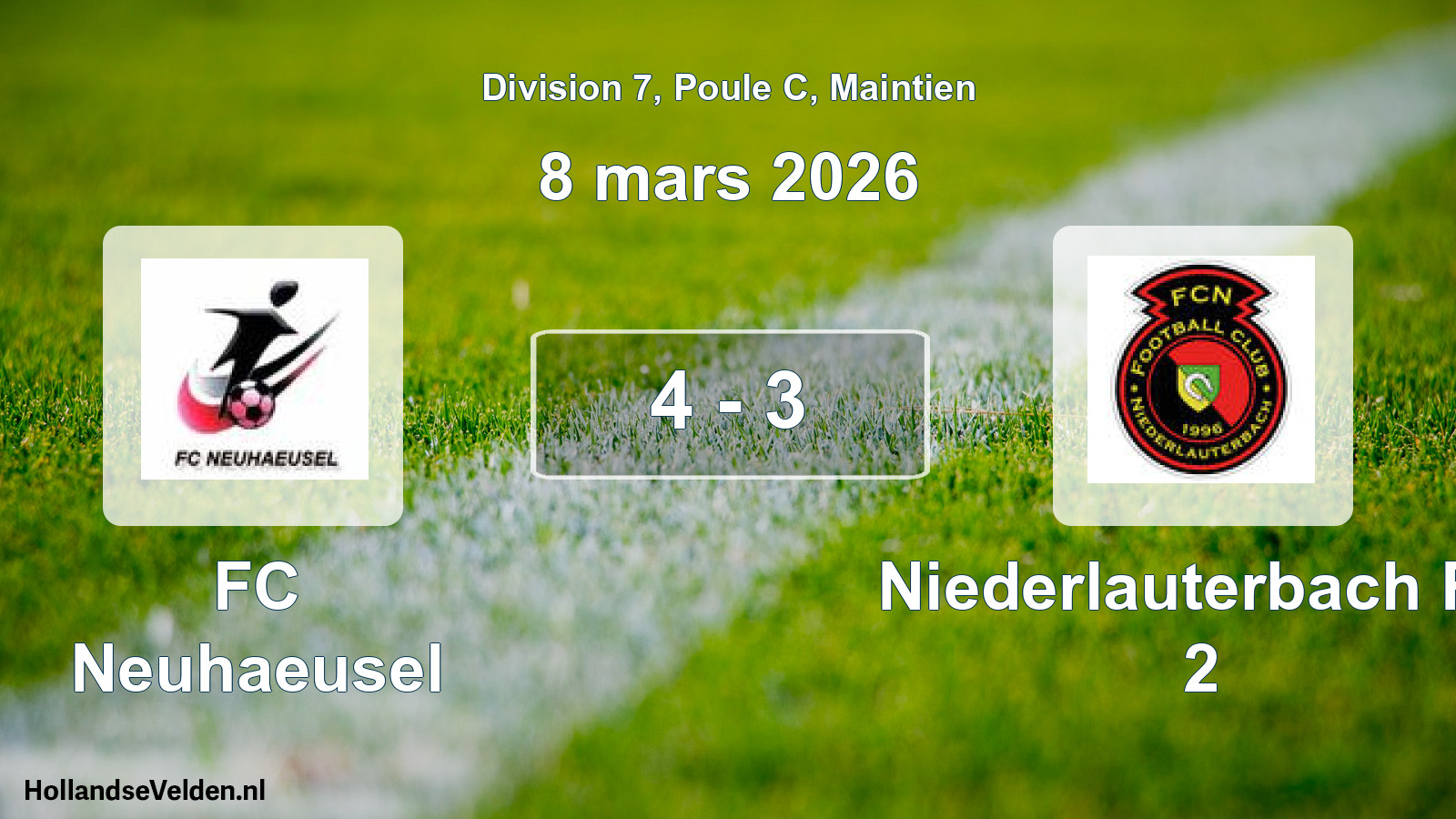 Gespeelde wedstrijd: FC Neuhaeusel - Niederlauterbach FC 2 4 - 3 (8 maart 2026)