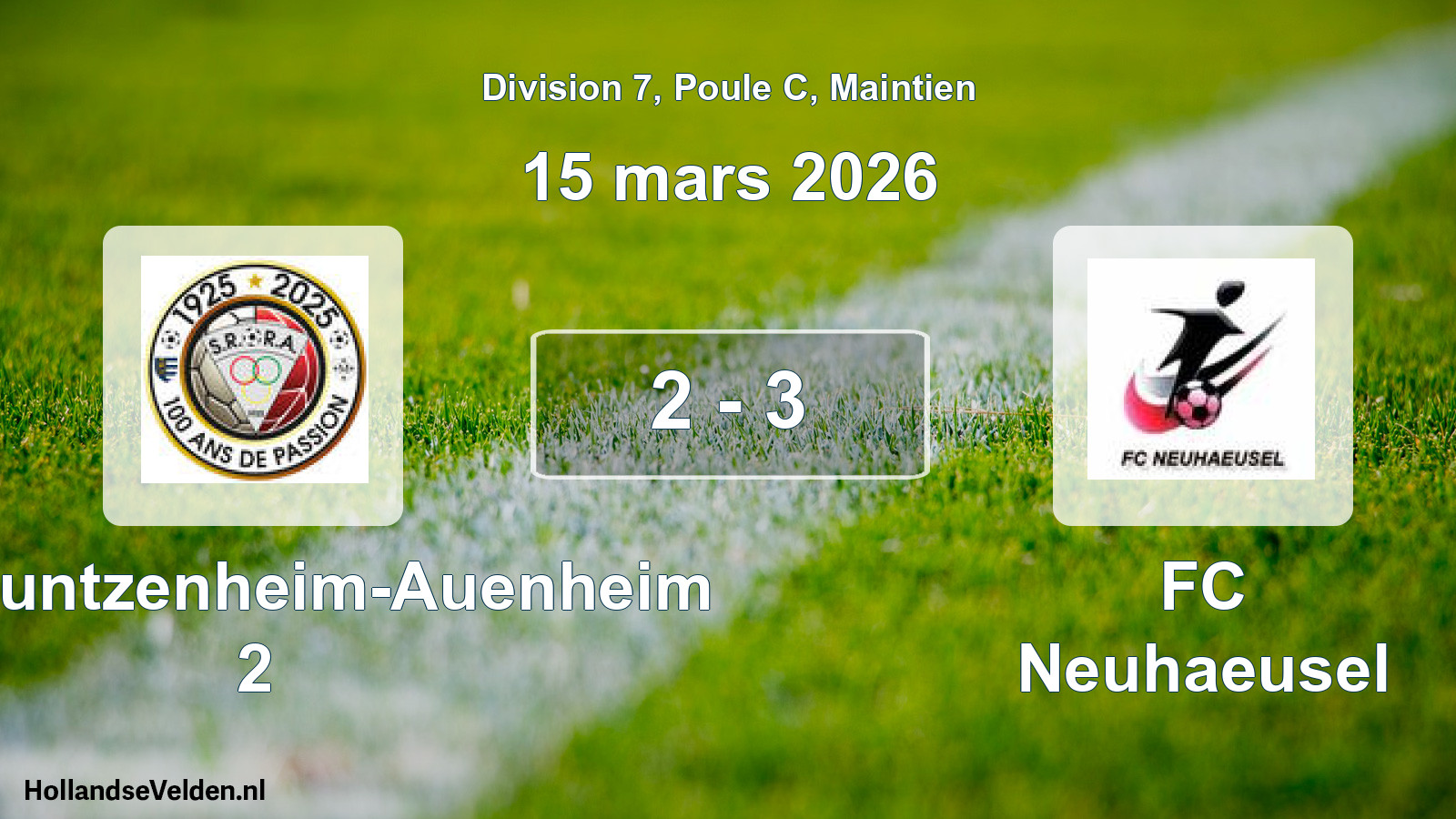 Gespeelde wedstrijd: SR Rountzenheim-Auenheim 2 - FC Neuhaeusel 2 - 3 (15 maart 2026)