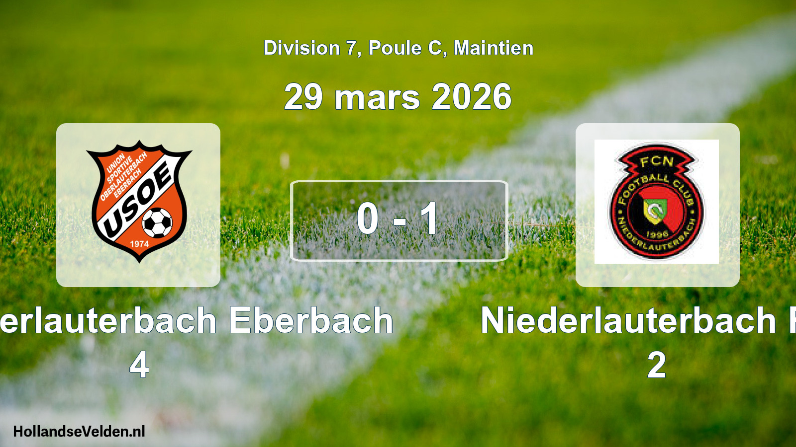 Gespeelde wedstrijd: US Oberlauterbach Eberbach 4 - Niederlauterbach FC 2 0 - 1 (29 maart 2026)