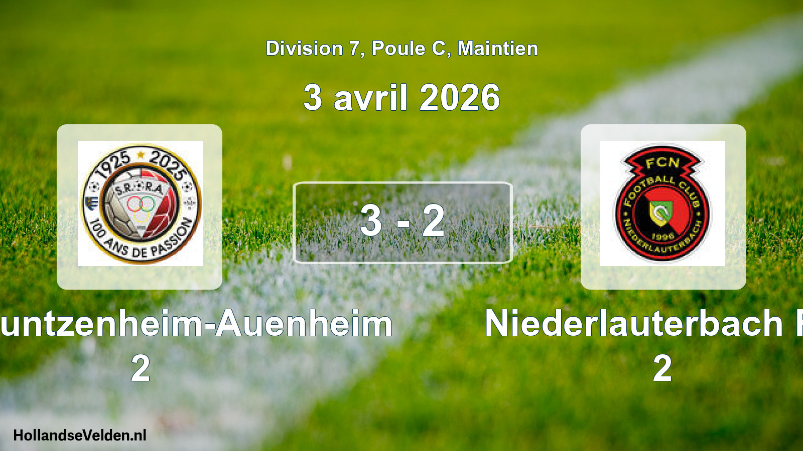 Gespeelde wedstrijd: SR Rountzenheim-Auenheim 2 - Niederlauterbach FC 2 3 - 2 (3 april 2026)