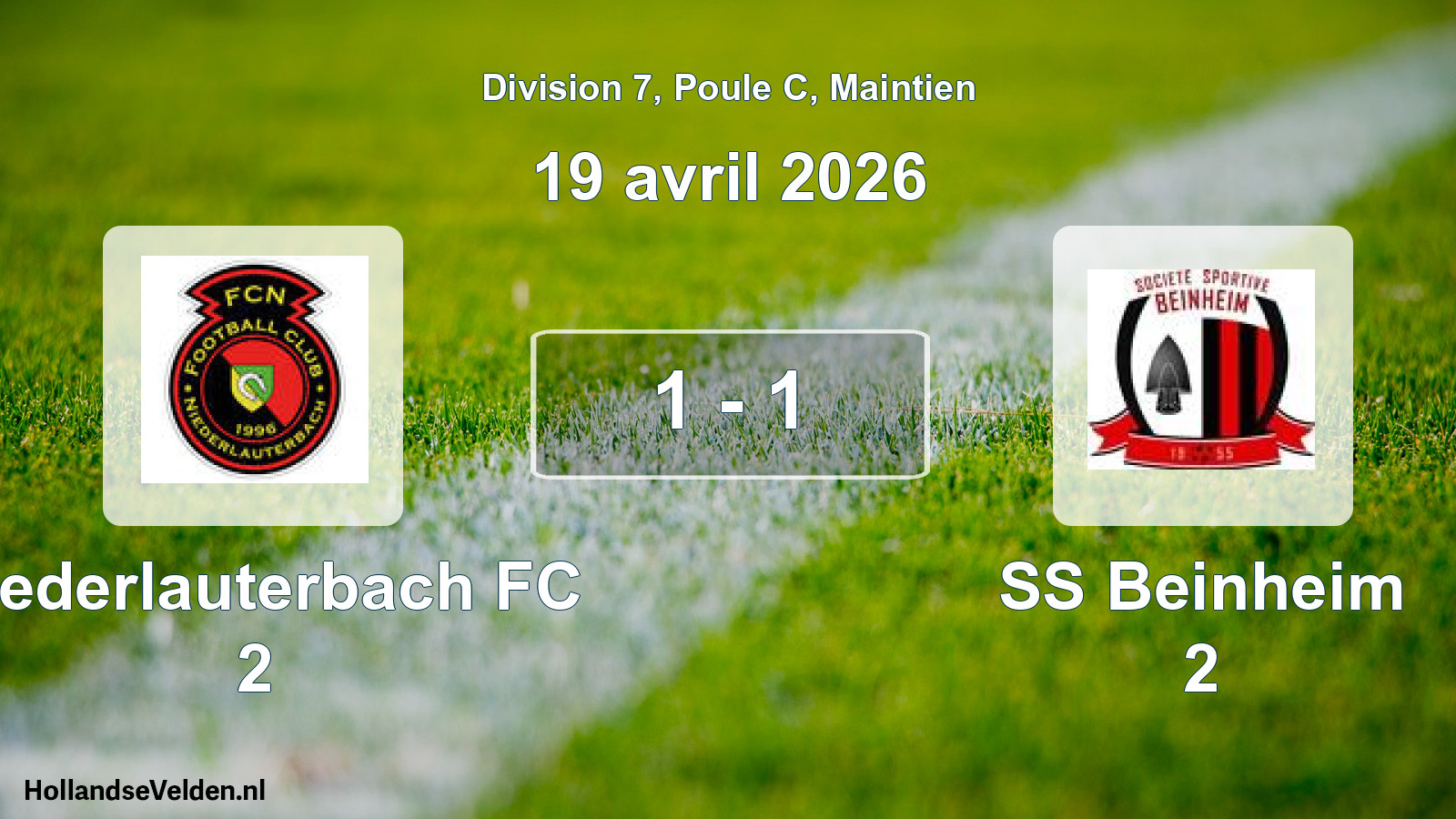 Gespeelde wedstrijd: Niederlauterbach FC 2 - SS Beinheim 2 1 - 1 (19 april 2026)