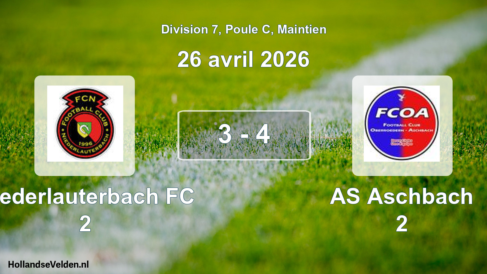 Gespeelde wedstrijd: Niederlauterbach FC 2 - AS Aschbach 2 3 - 4 (26 april 2026)