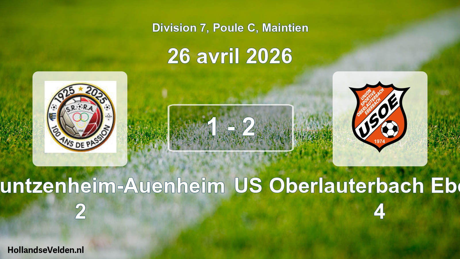 Gespeelde wedstrijd: SR Rountzenheim-Auenheim 2 - US Oberlauterbach Eberbach 4 1 - 2 (26 april 2026)