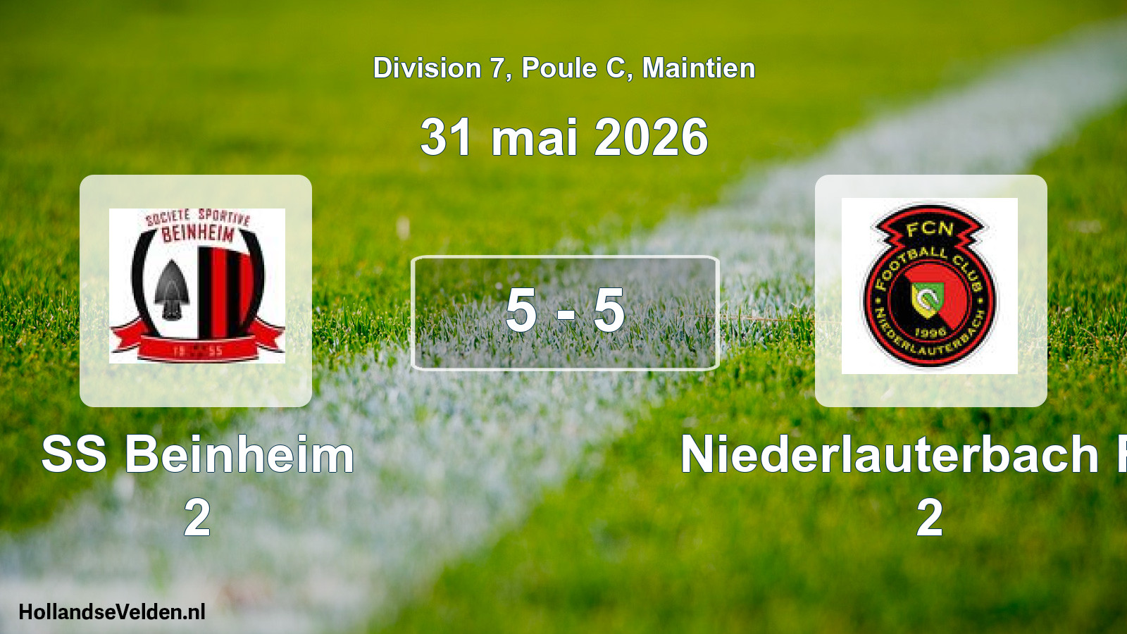 Gespeelde wedstrijd: SS Beinheim 2 - Niederlauterbach FC 2 5 - 5 (31 mei 2026)