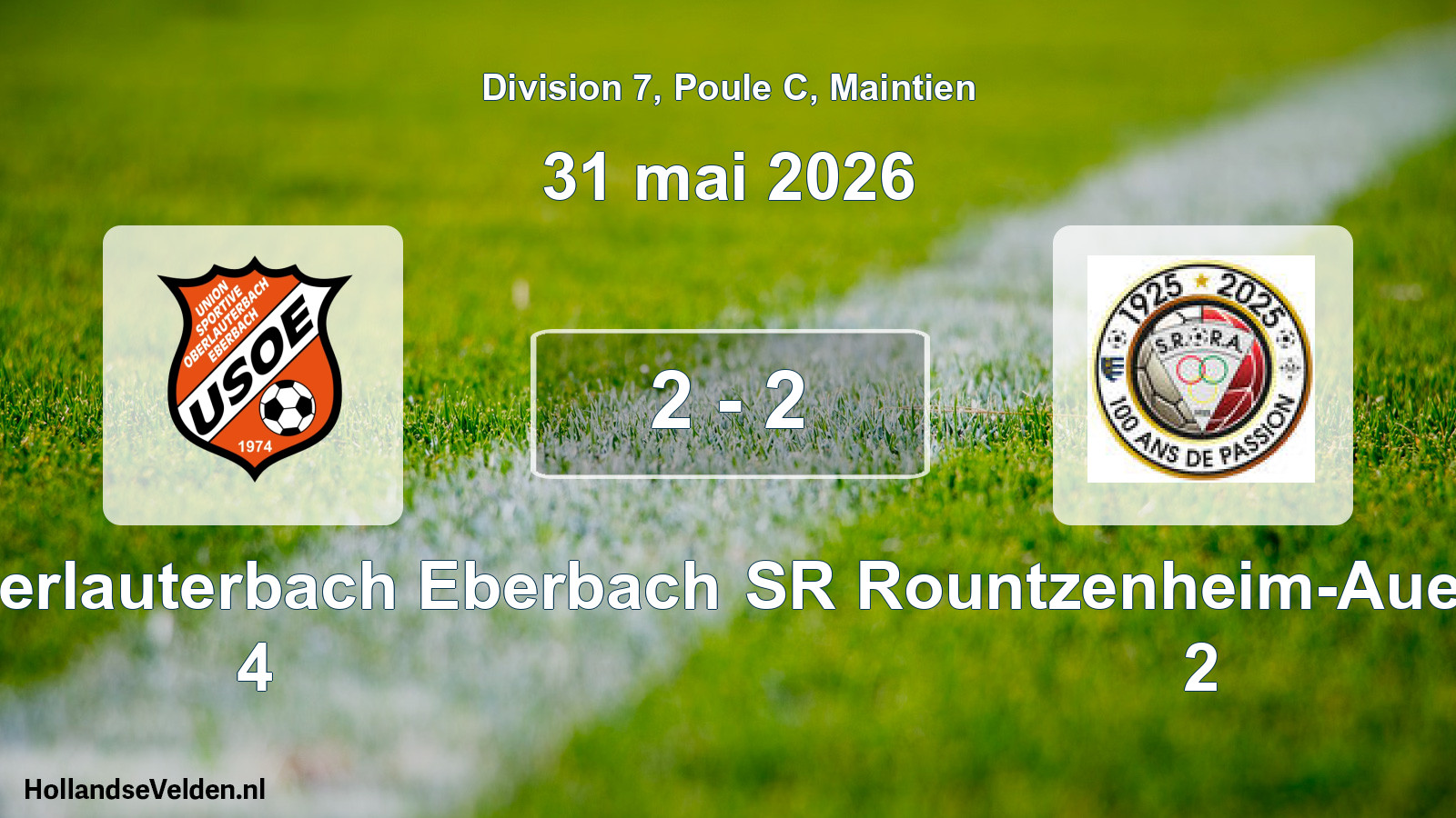 Gespeelde wedstrijd: US Oberlauterbach Eberbach 4 - SR Rountzenheim-Auenheim 2 2 - 2 (31 mei 2026)