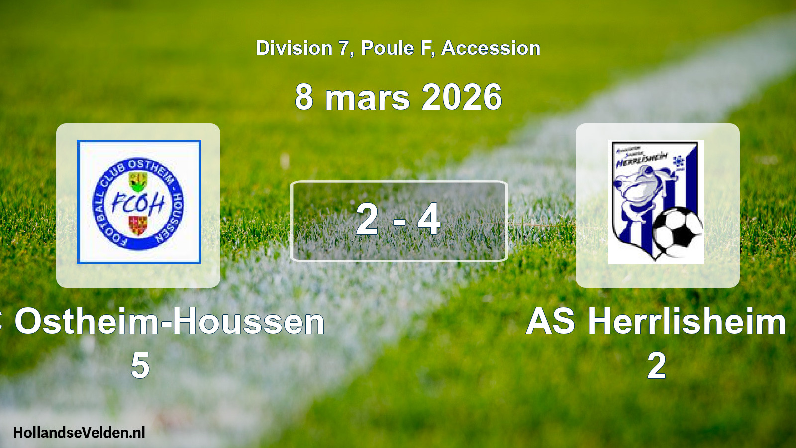 Gespeelde wedstrijd: FC Ostheim-Houssen 5 - AS Herrlisheim 2 2 - 4 (8 maart 2026)