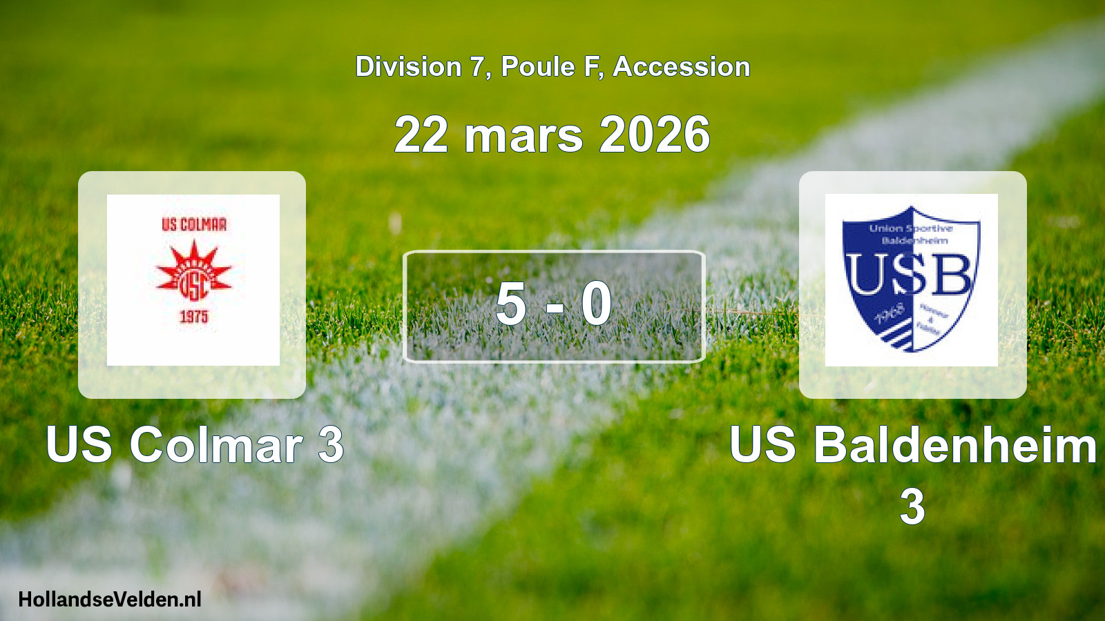 Gespeelde wedstrijd: US Colmar 3 - US Baldenheim 3 5 - 0 (22 maart 2026)