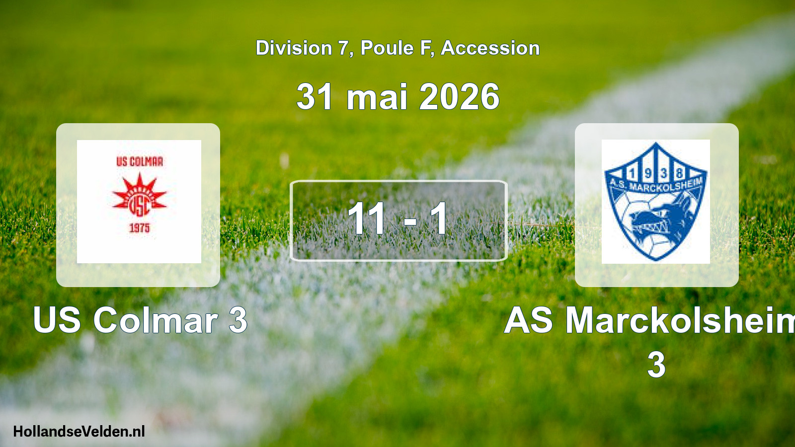 Gespeelde wedstrijd: US Colmar 3 - AS Marckolsheim 3 11 - 1 (31 mei 2026)