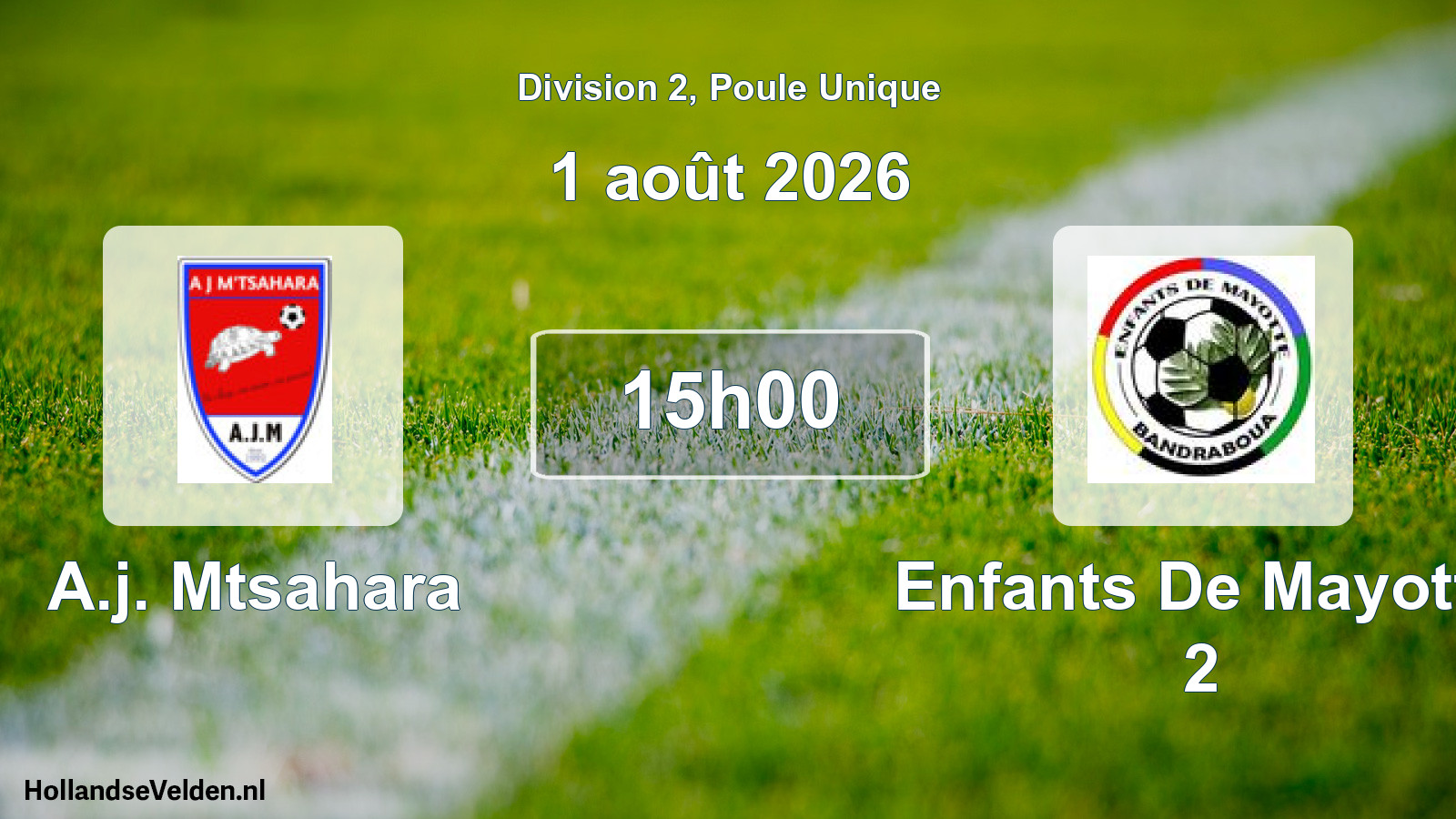 Match programmé: A.j. Mtsahara - Enfants De Mayotte 2 (1 août 2026)