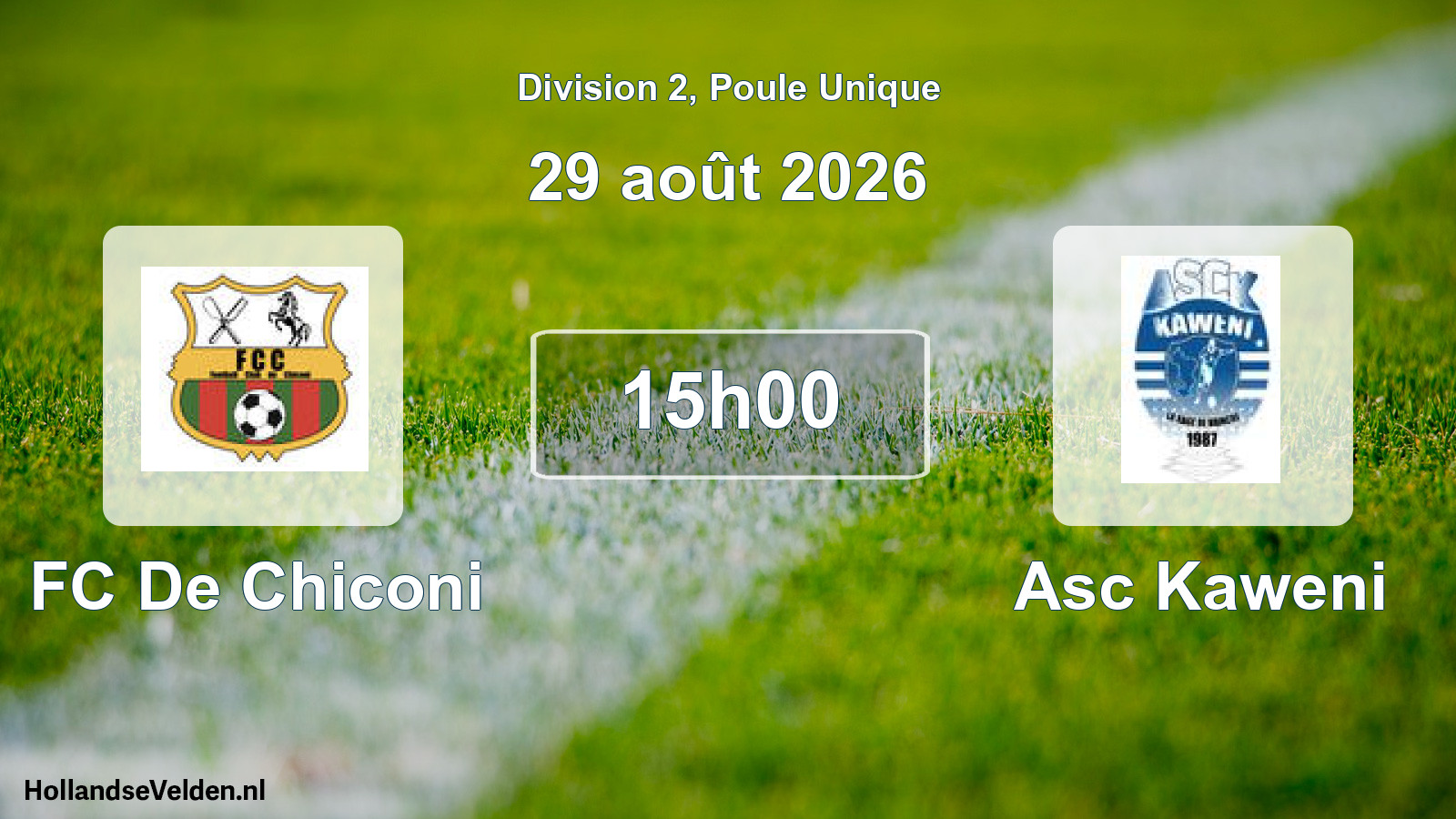 Match programmé: FC De Chiconi - Asc Kaweni (29 août 2026)