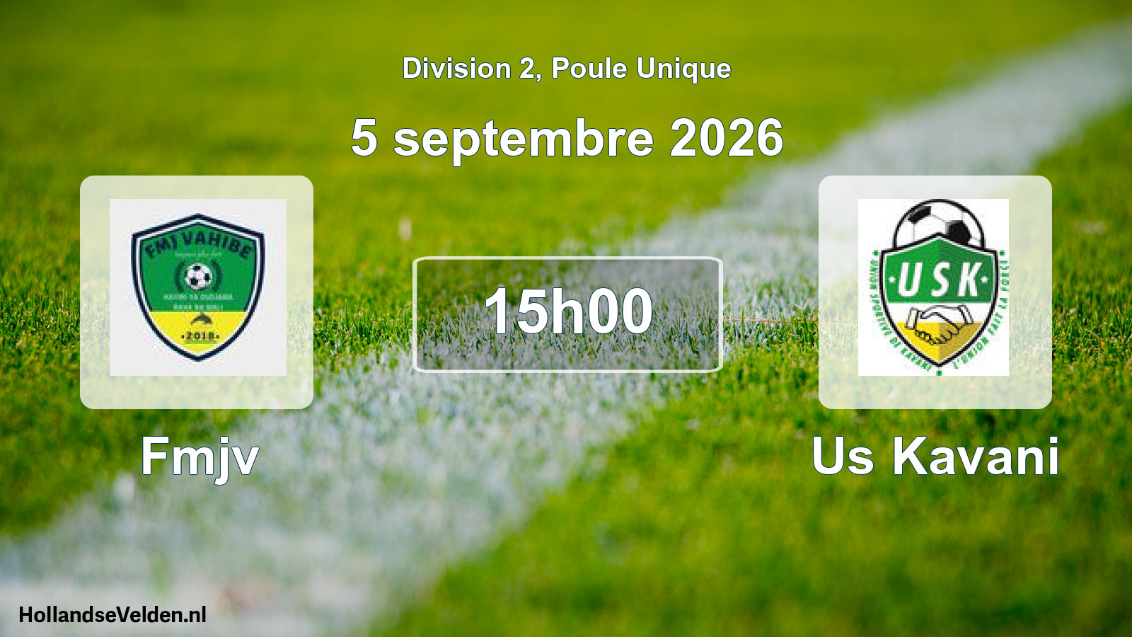 Match programmé: Fmjv - Us Kavani (5 septembre 2026)