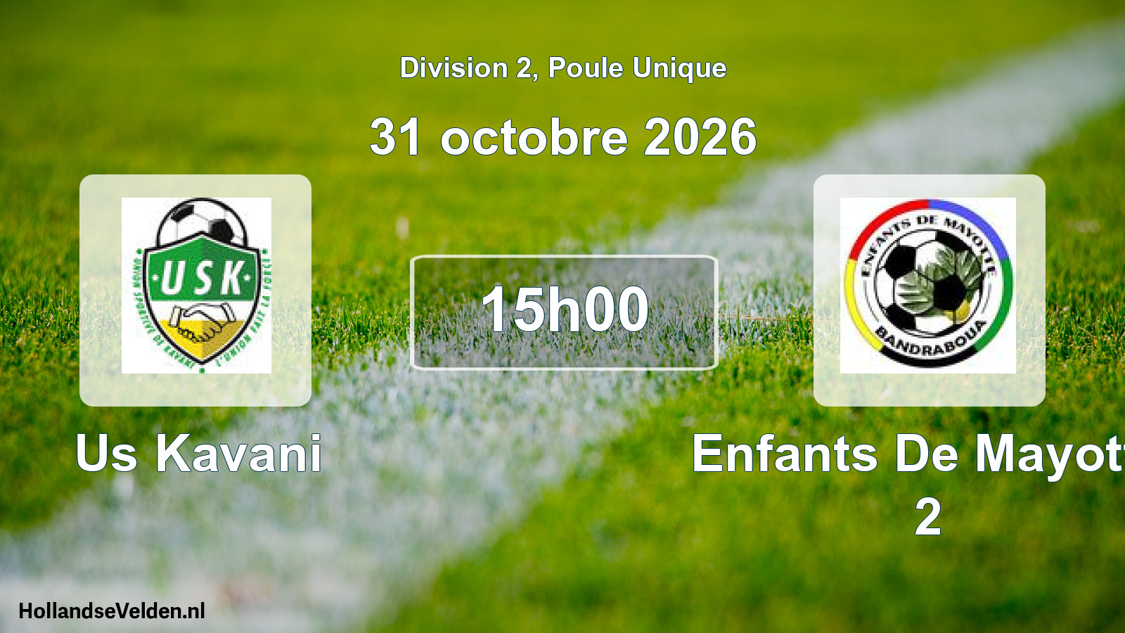 Match programmé: Us Kavani - Enfants De Mayotte 2 (31 octobre 2026)
