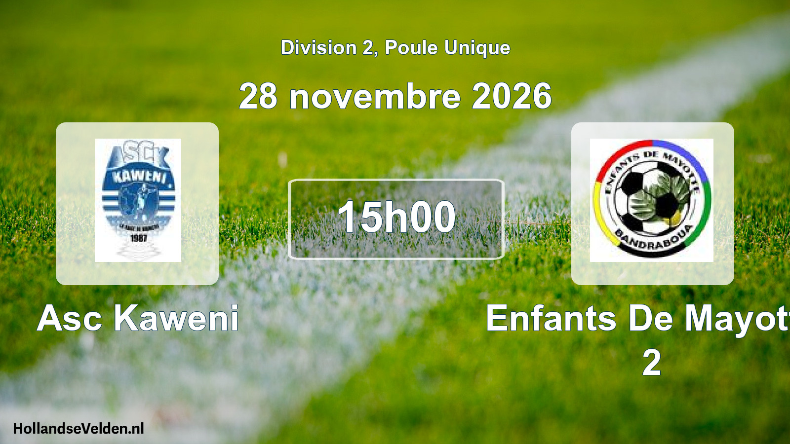 Match programmé: Asc Kaweni - Enfants De Mayotte 2 (28 novembre 2026)