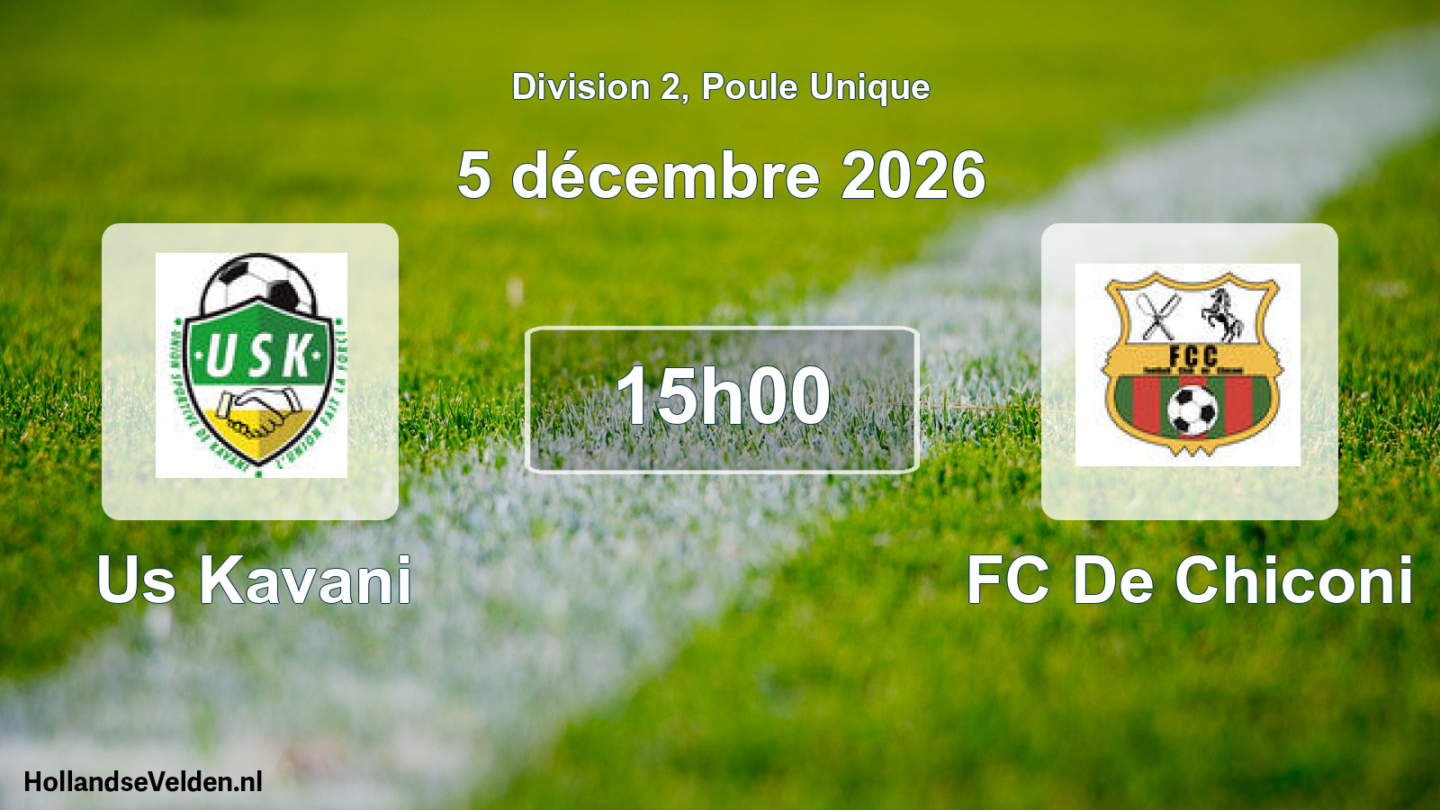 Match programmé: Us Kavani - FC De Chiconi (5 décembre 2026)