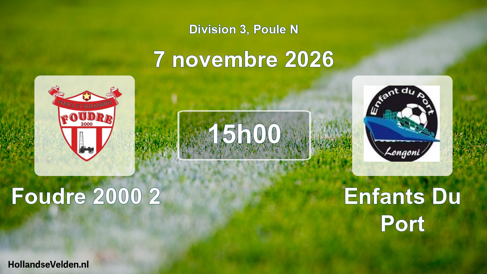 Match programmé: Foudre 2000 2 - Enfants Du Port (7 novembre 2026)