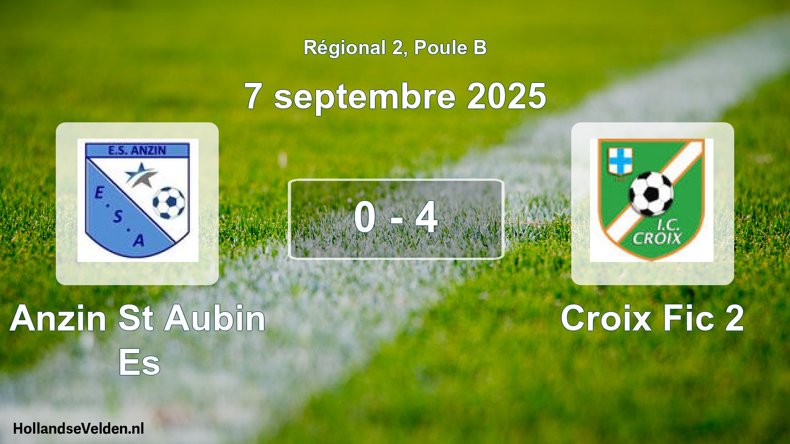 Gespeelde wedstrijd: Anzin St Aubin Es - Croix Fic 2 0 - 4 (7 septembre 2025)