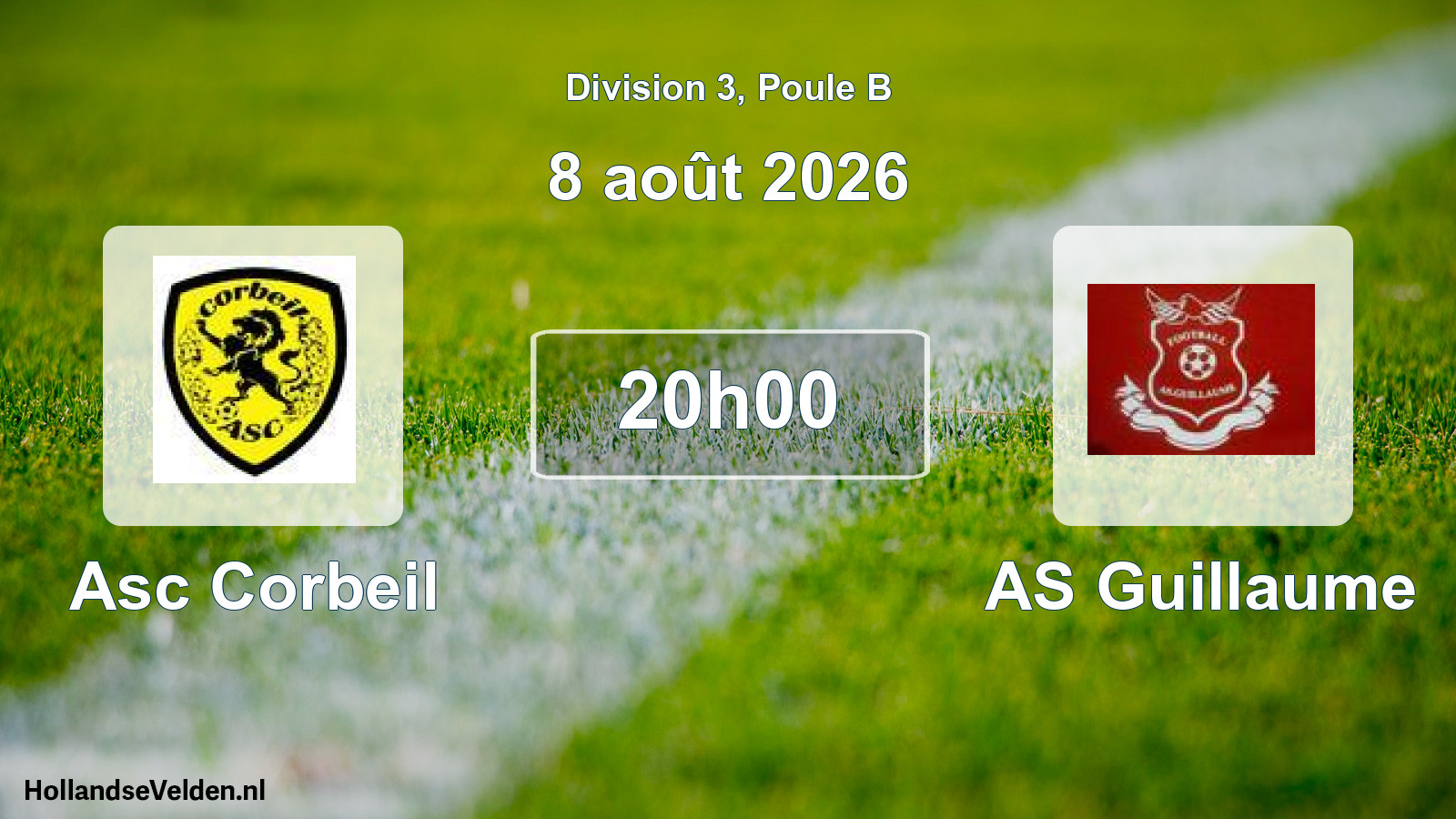 Match programmé: Asc Corbeil - AS Guillaume (8 août 2026)