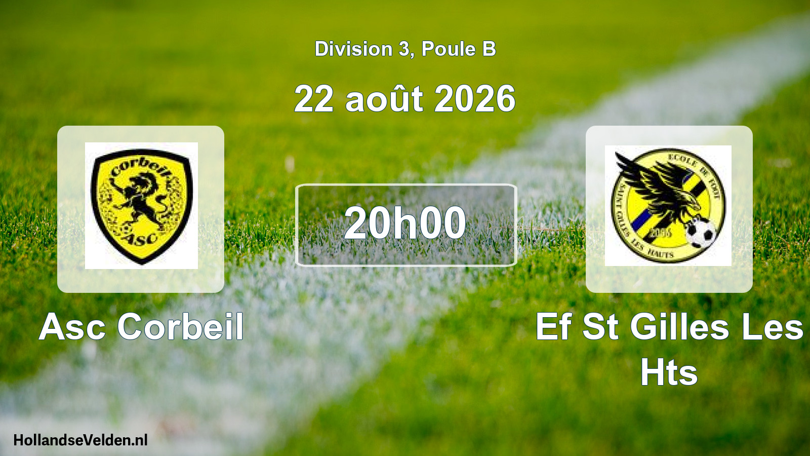 Match programmé: Asc Corbeil - Ef St Gilles Les Hts (22 août 2026)