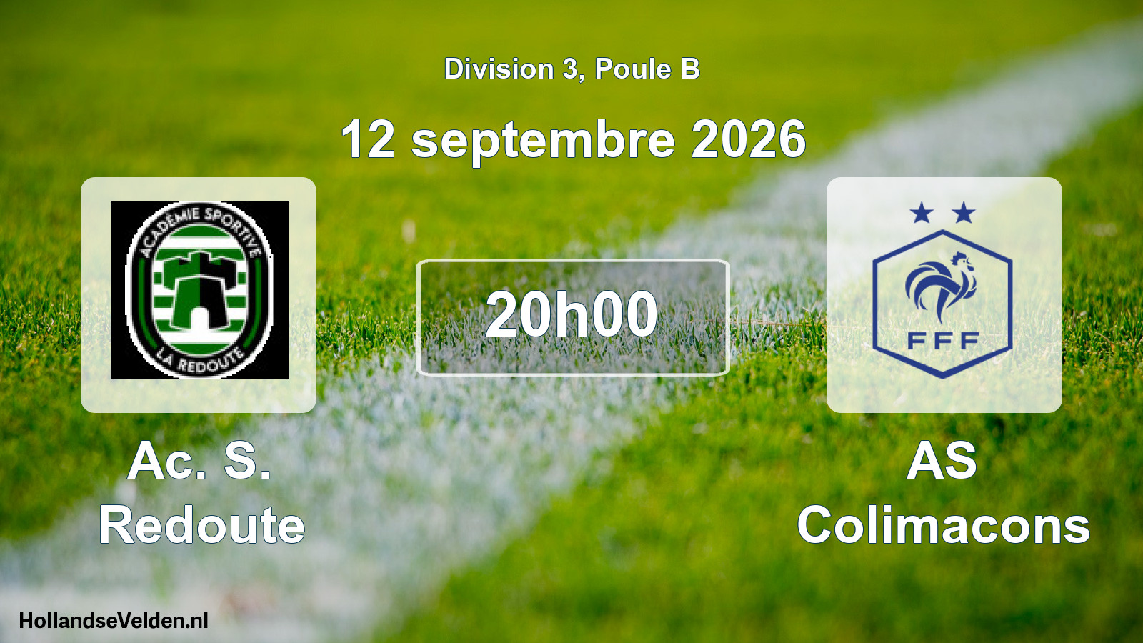 Match programmé: Ac. S. Redoute - AS Colimacons (12 septembre 2026)