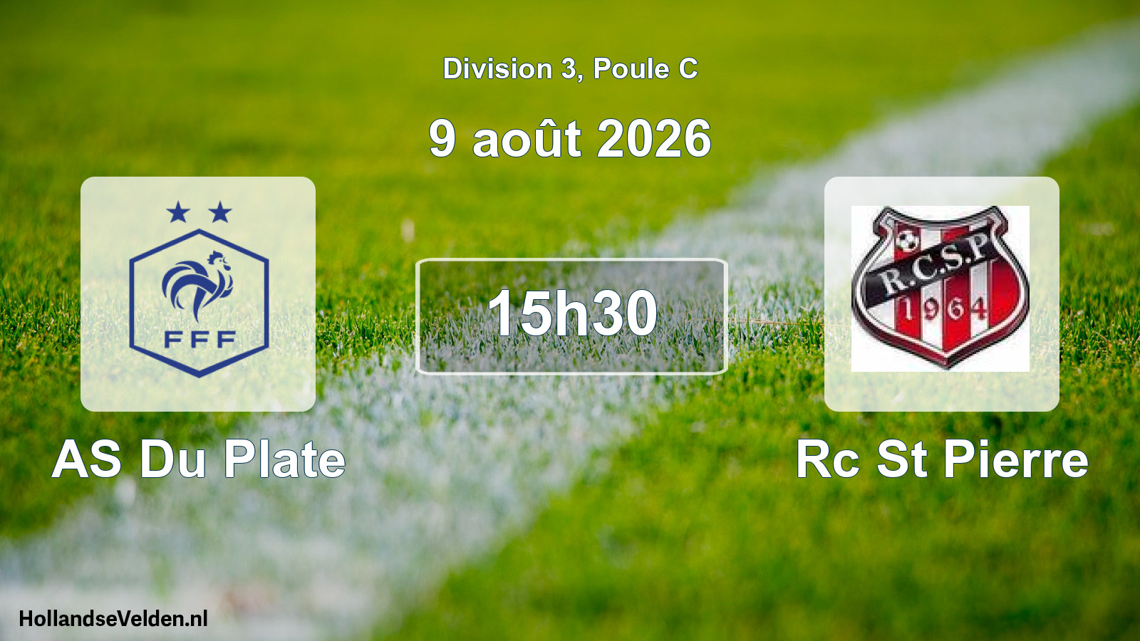Match programmé: AS Du Plate - Rc St Pierre (9 août 2026)