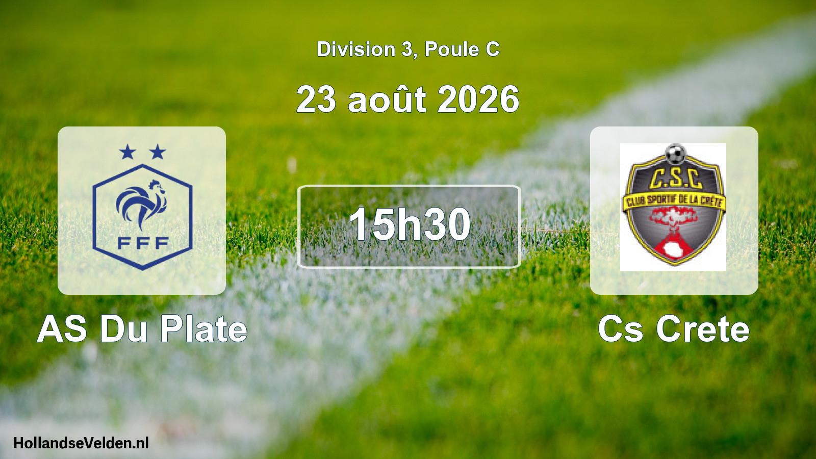 Match programmé: AS Du Plate - Cs Crete (23 août 2026)