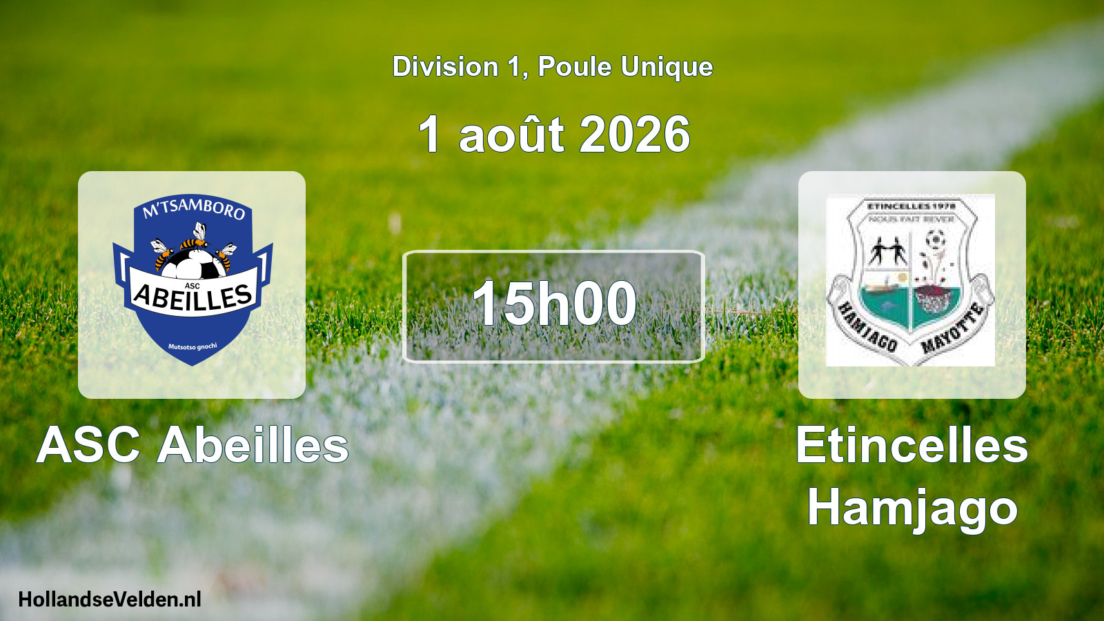 Match programmé: ASC Abeilles - Etincelles Hamjago (1 août 2026)