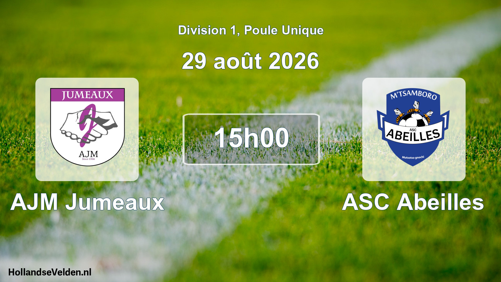 Match programmé: AJM Jumeaux - ASC Abeilles (29 août 2026)