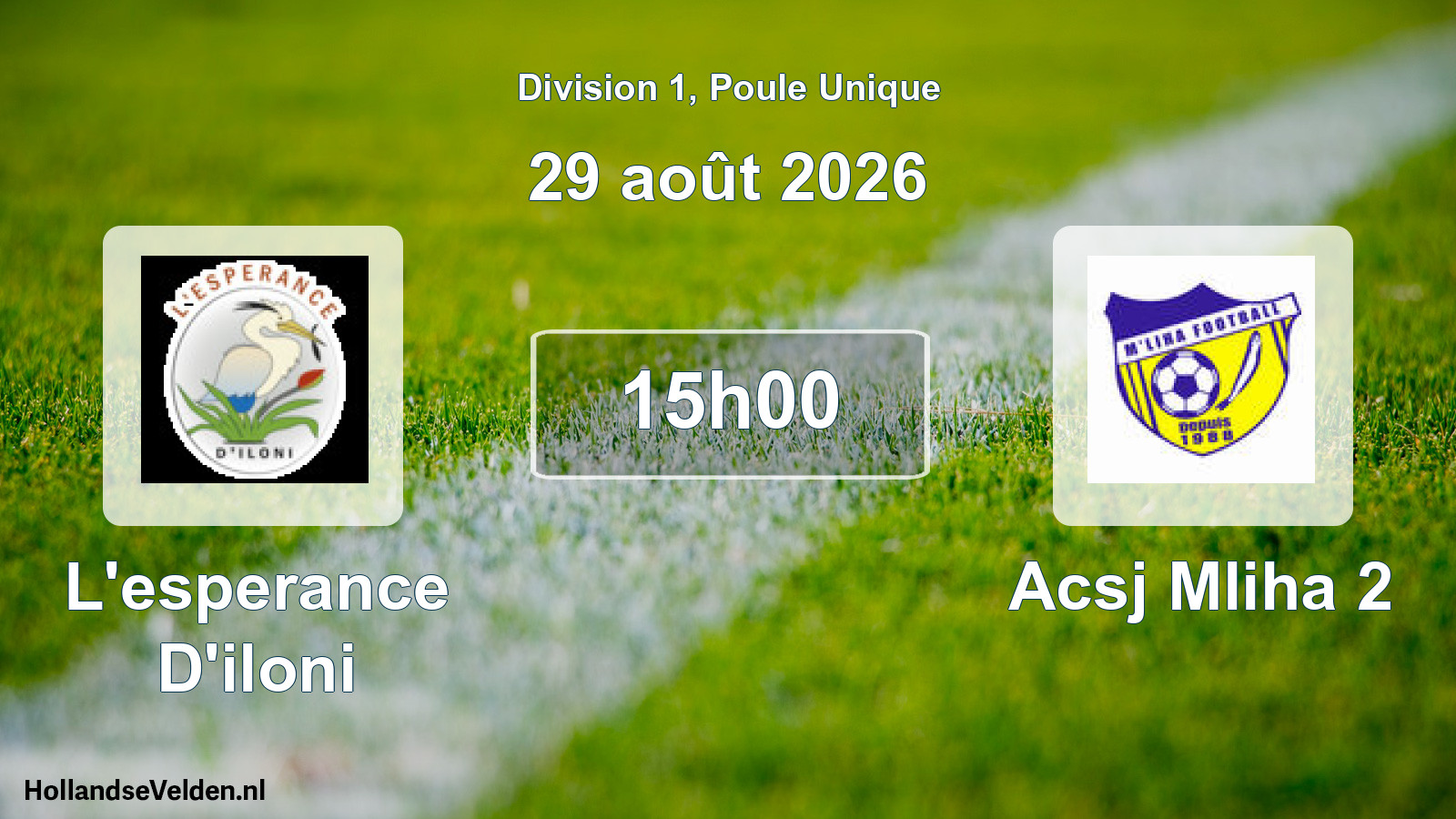 Scheduled Match: L'esperance D'iloni - Acsj Mliha 2 (29 August 2026)