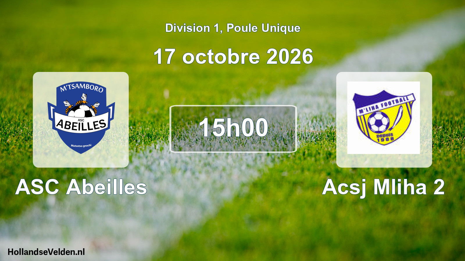 Geplande wedstrijd: ASC Abeilles - Acsj Mliha 2 (17 oktober 2026)
