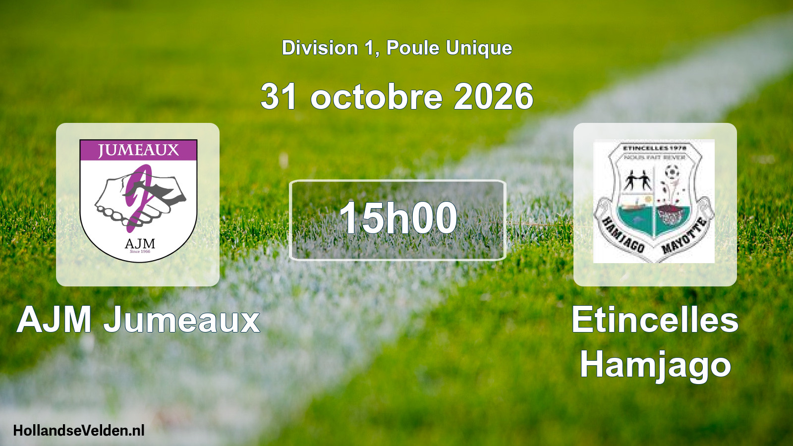 Match programmé: AJM Jumeaux - Etincelles Hamjago (31 octobre 2026)