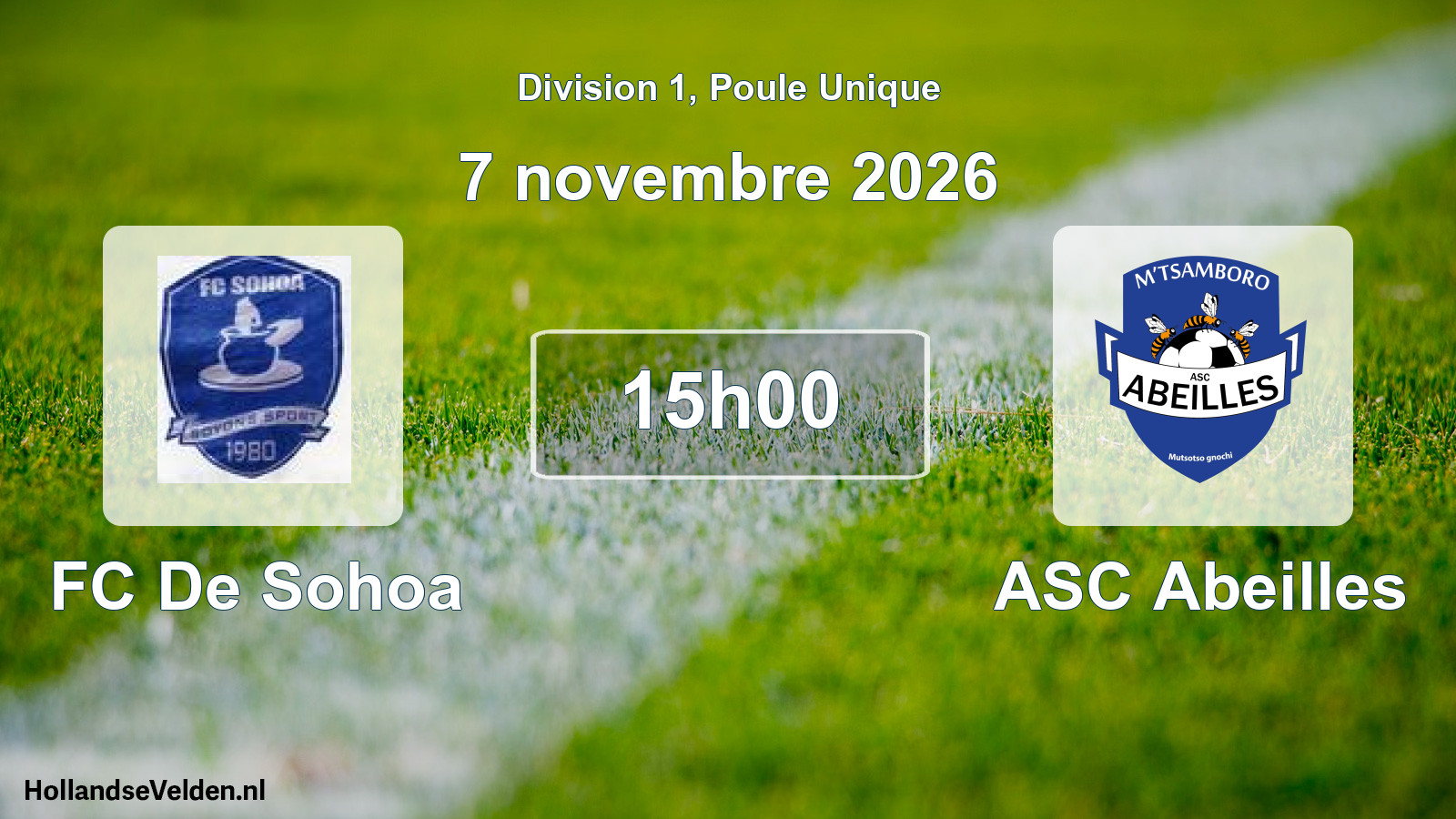 Match programmé: FC De Sohoa - ASC Abeilles (7 novembre 2026)