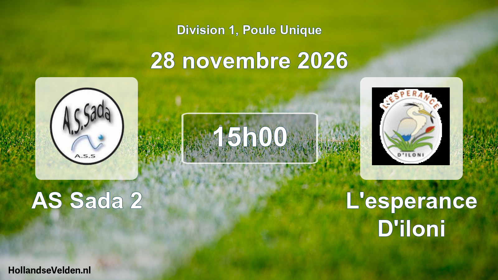 Match programmé: AS Sada 2 - L'esperance D'iloni (28 novembre 2026)