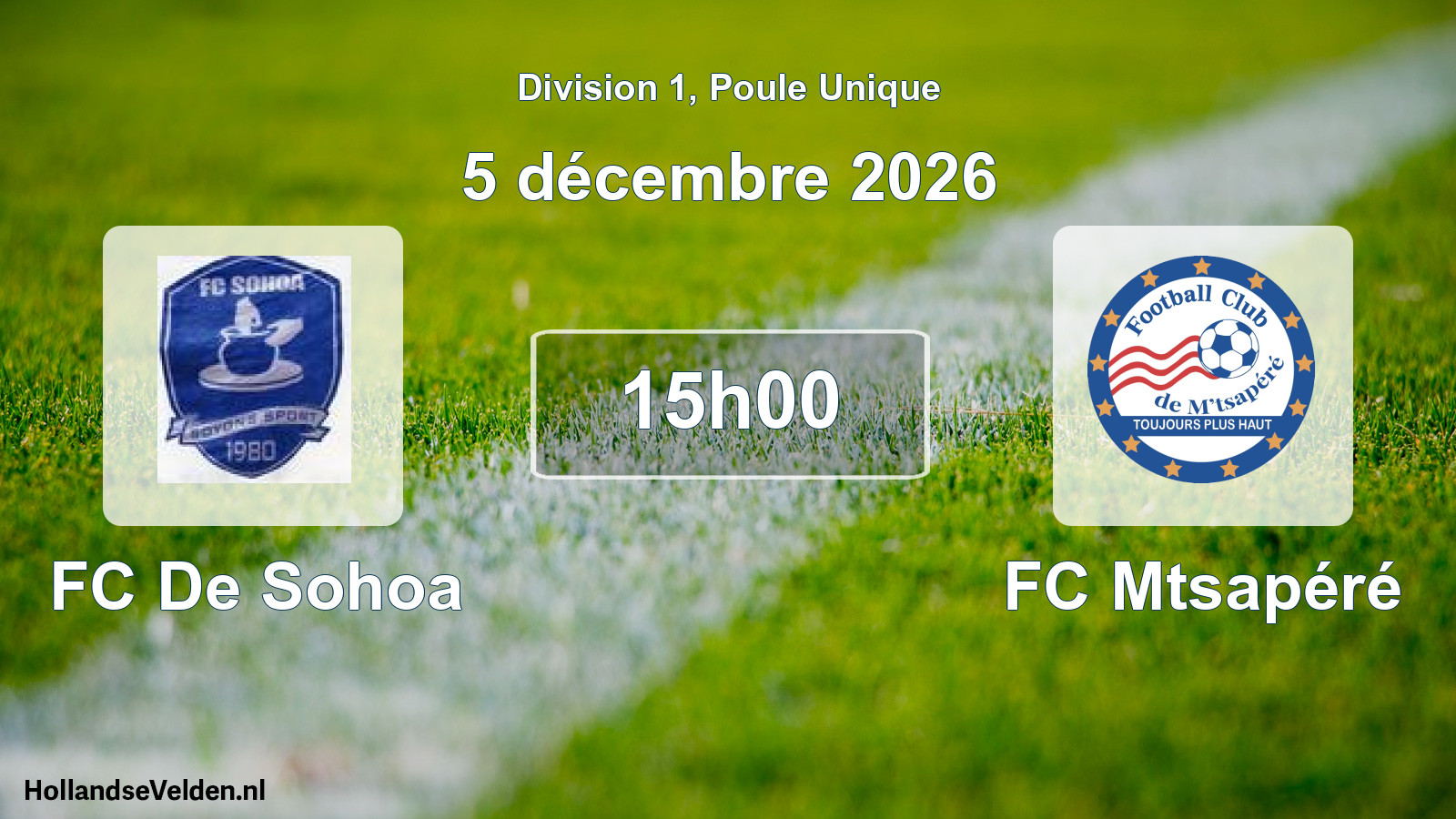 Match programmé: FC De Sohoa - FC Mtsapéré (5 décembre 2026)