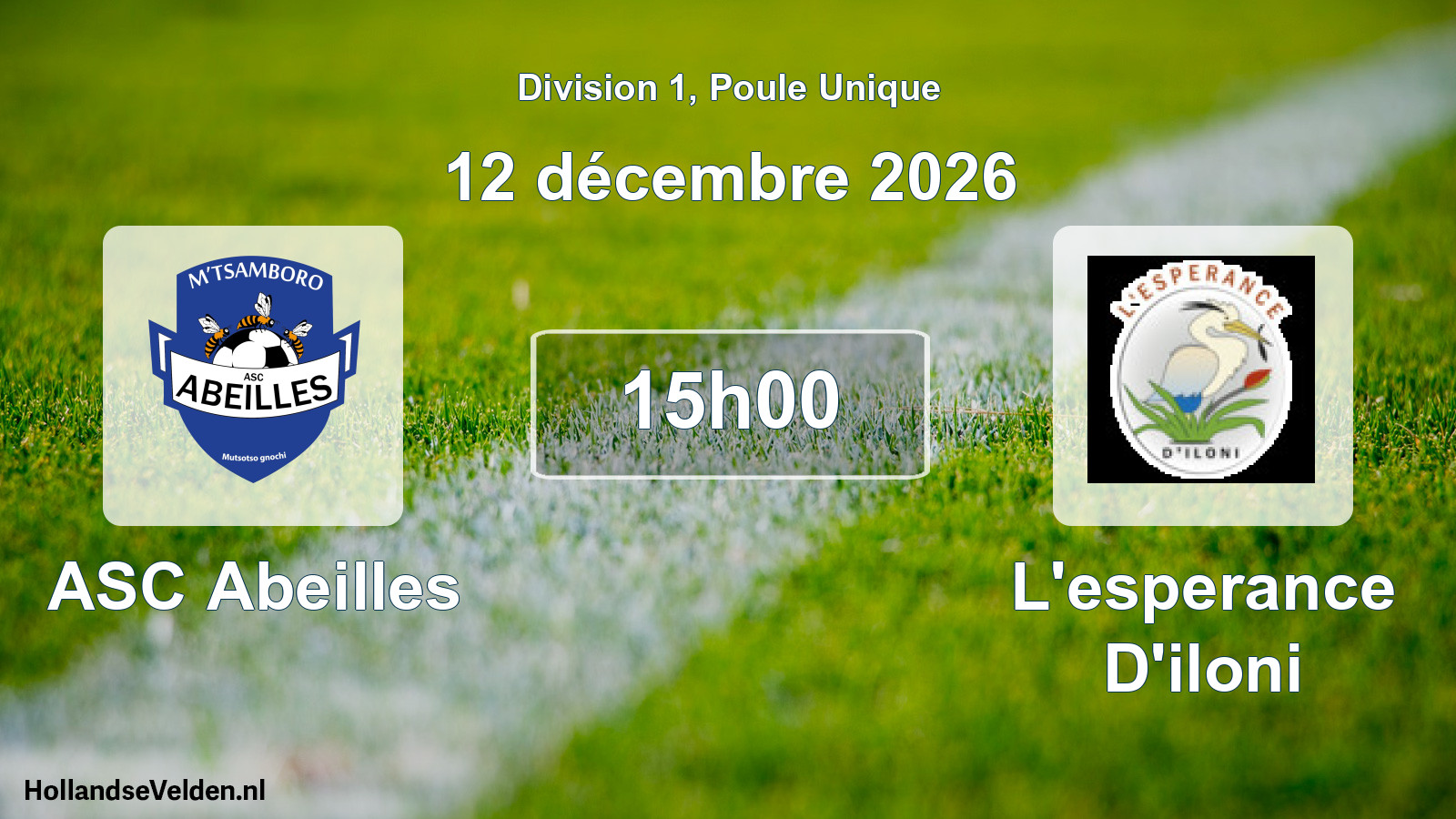Match programmé: ASC Abeilles - L'esperance D'iloni (12 décembre 2026)