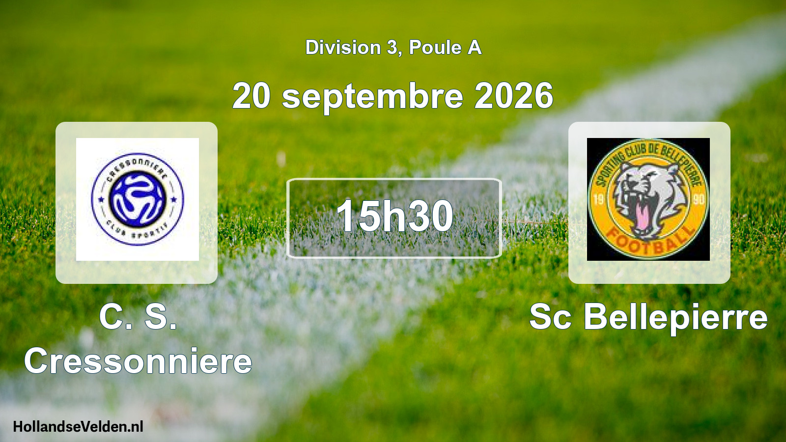 Match programmé: C. S. Cressonniere - Sc Bellepierre (20 septembre 2026)