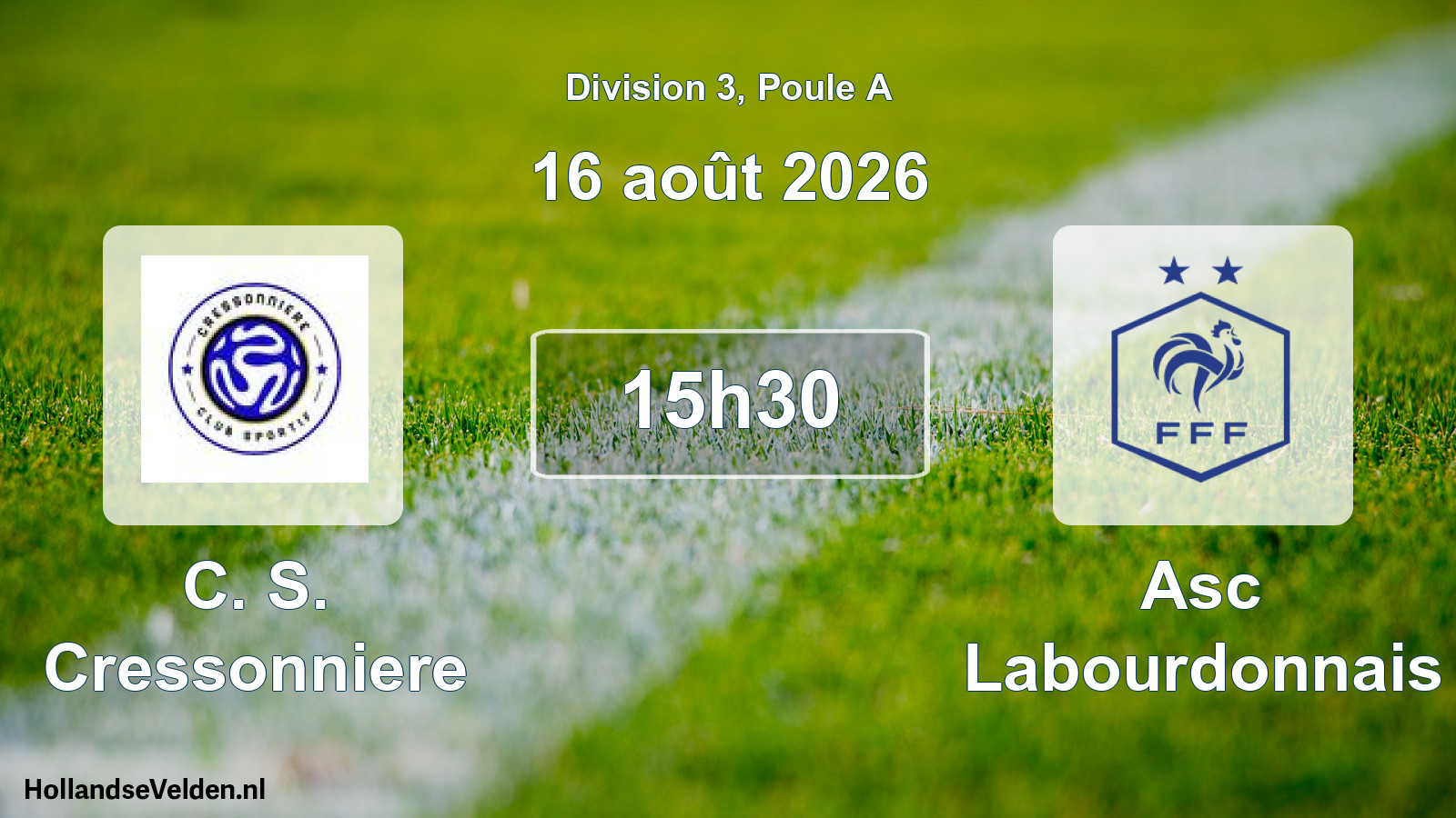 Match programmé: C. S. Cressonniere - Asc Labourdonnais (16 août 2026)