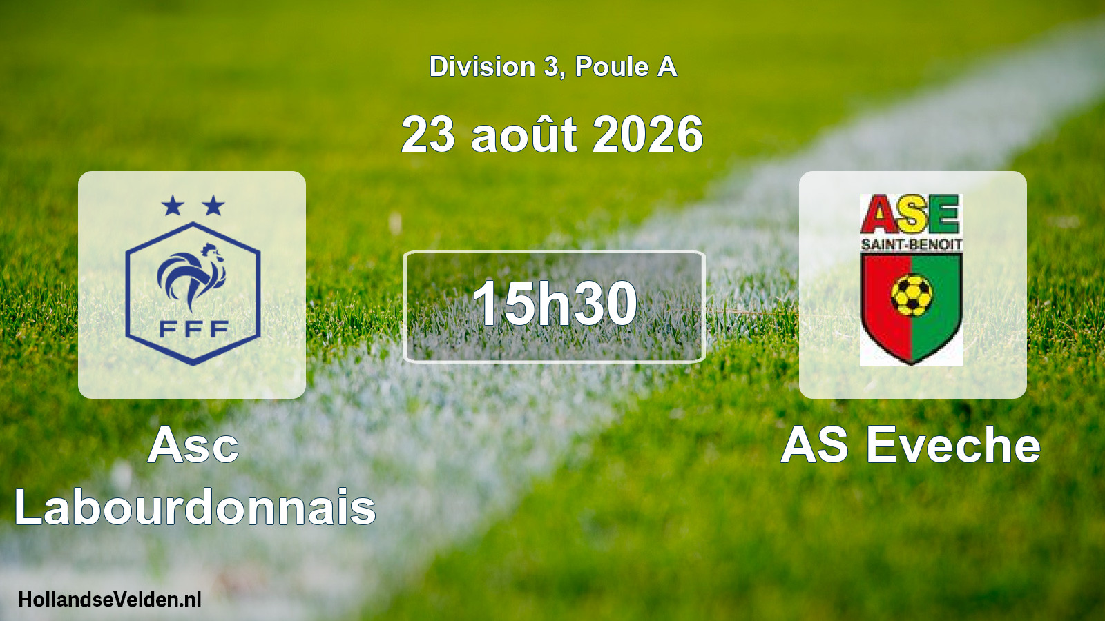 Match programmé: Asc Labourdonnais - AS Eveche (23 août 2026)