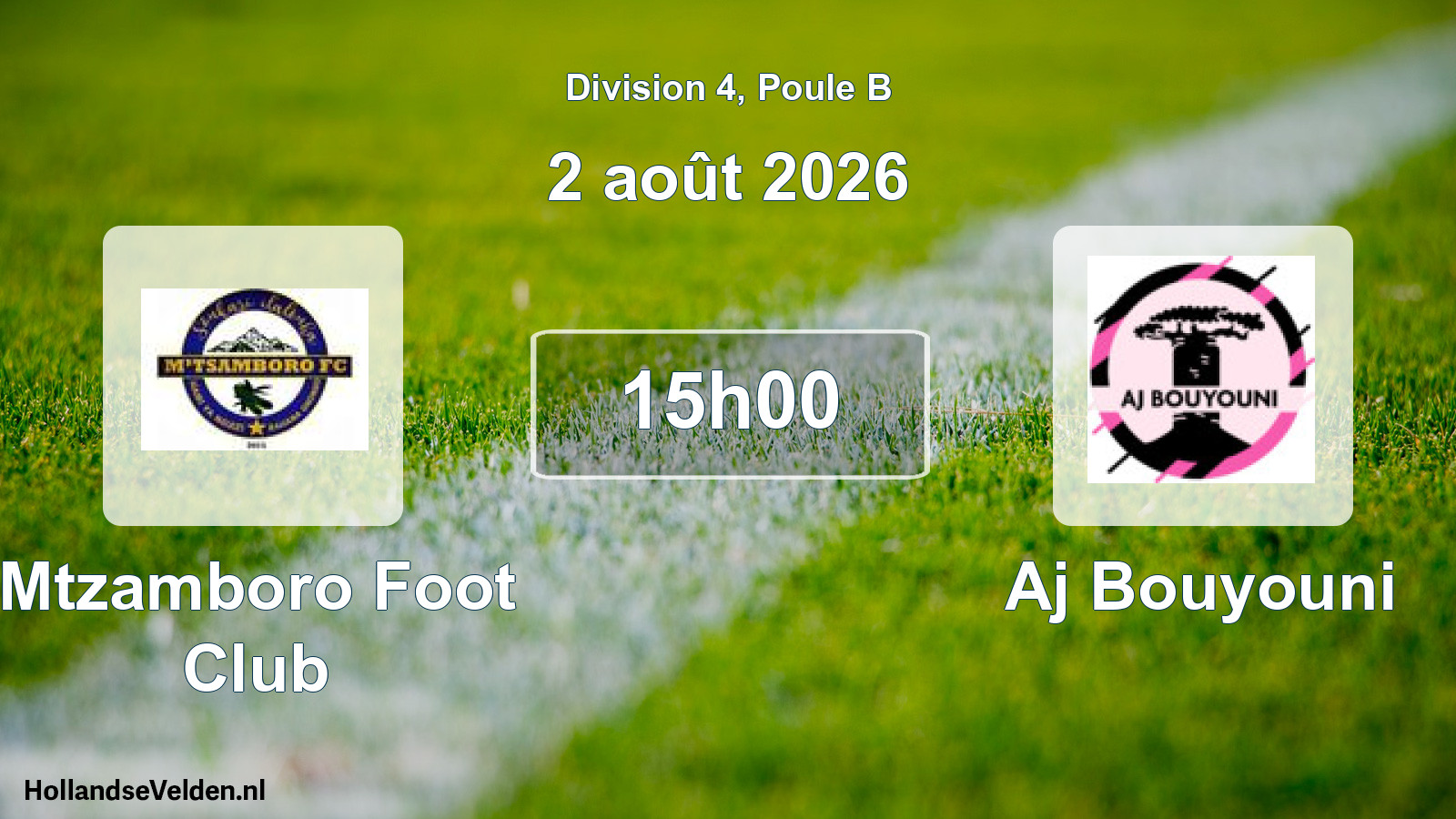 Match programmé: Mtzamboro Foot Club - Aj Bouyouni (2 août 2026)