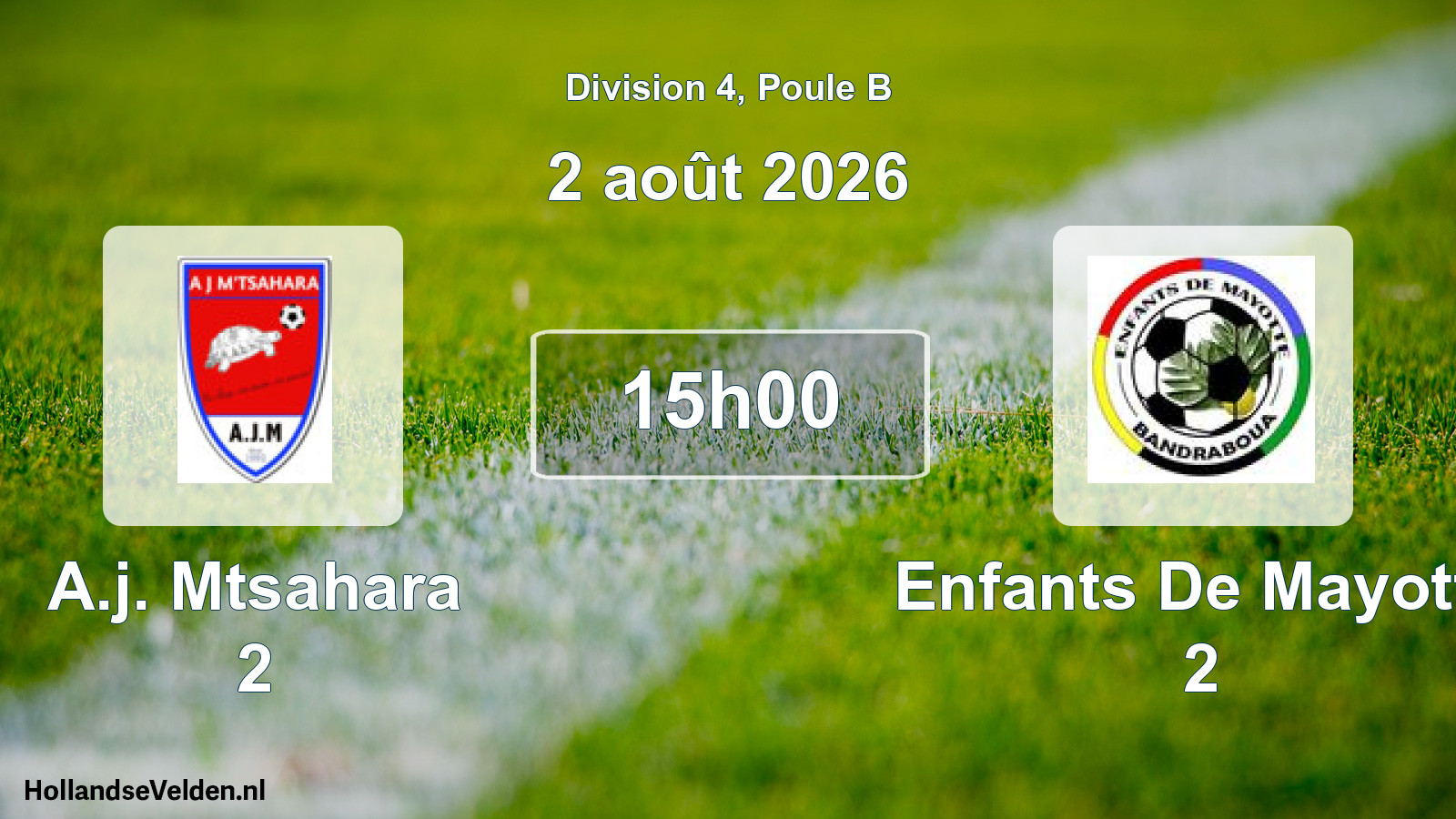 Match programmé: A.j. Mtsahara 2 - Enfants De Mayotte 2 (2 août 2026)