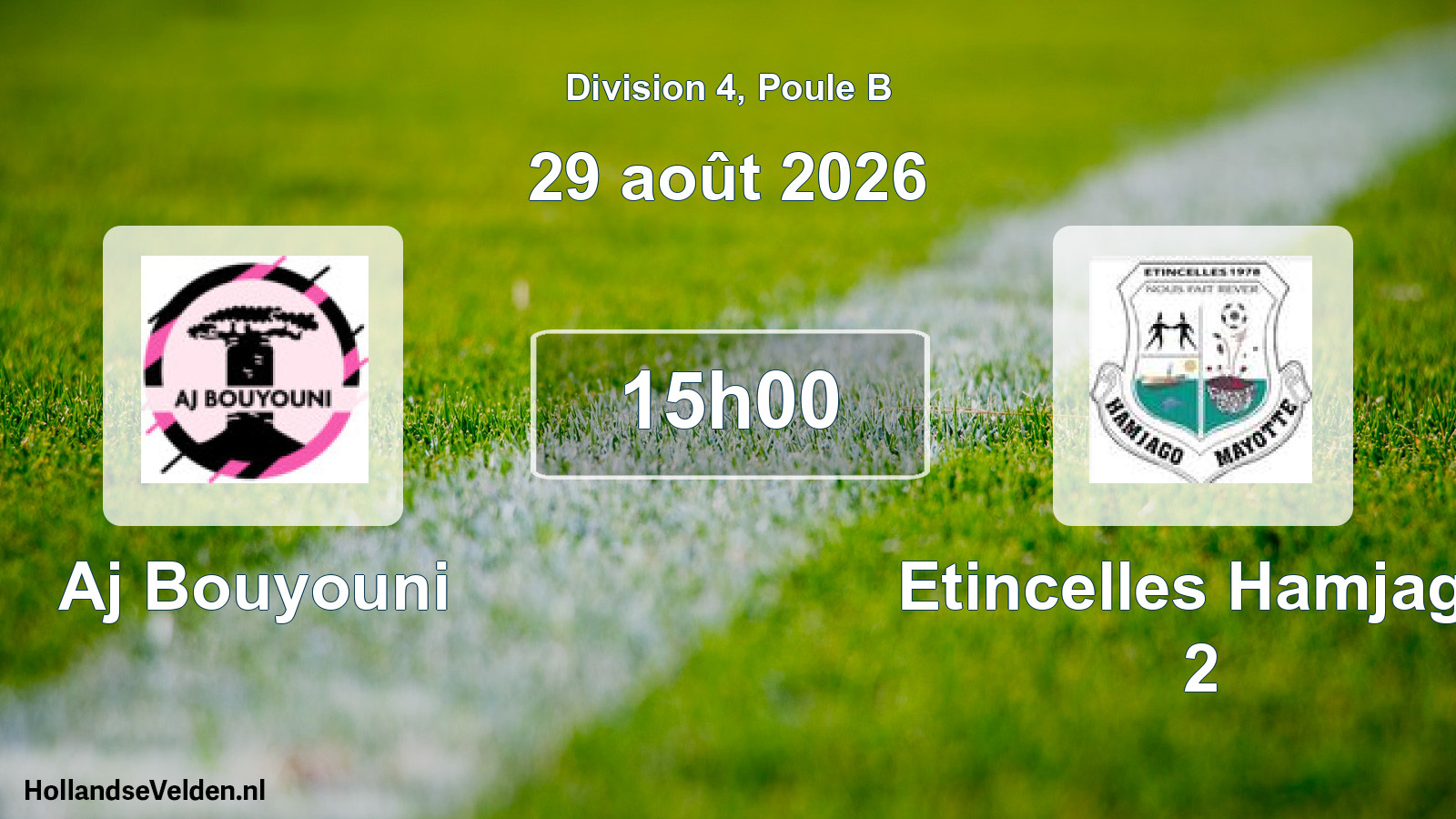 Match programmé: Aj Bouyouni - Etincelles Hamjago 2 (29 août 2026)