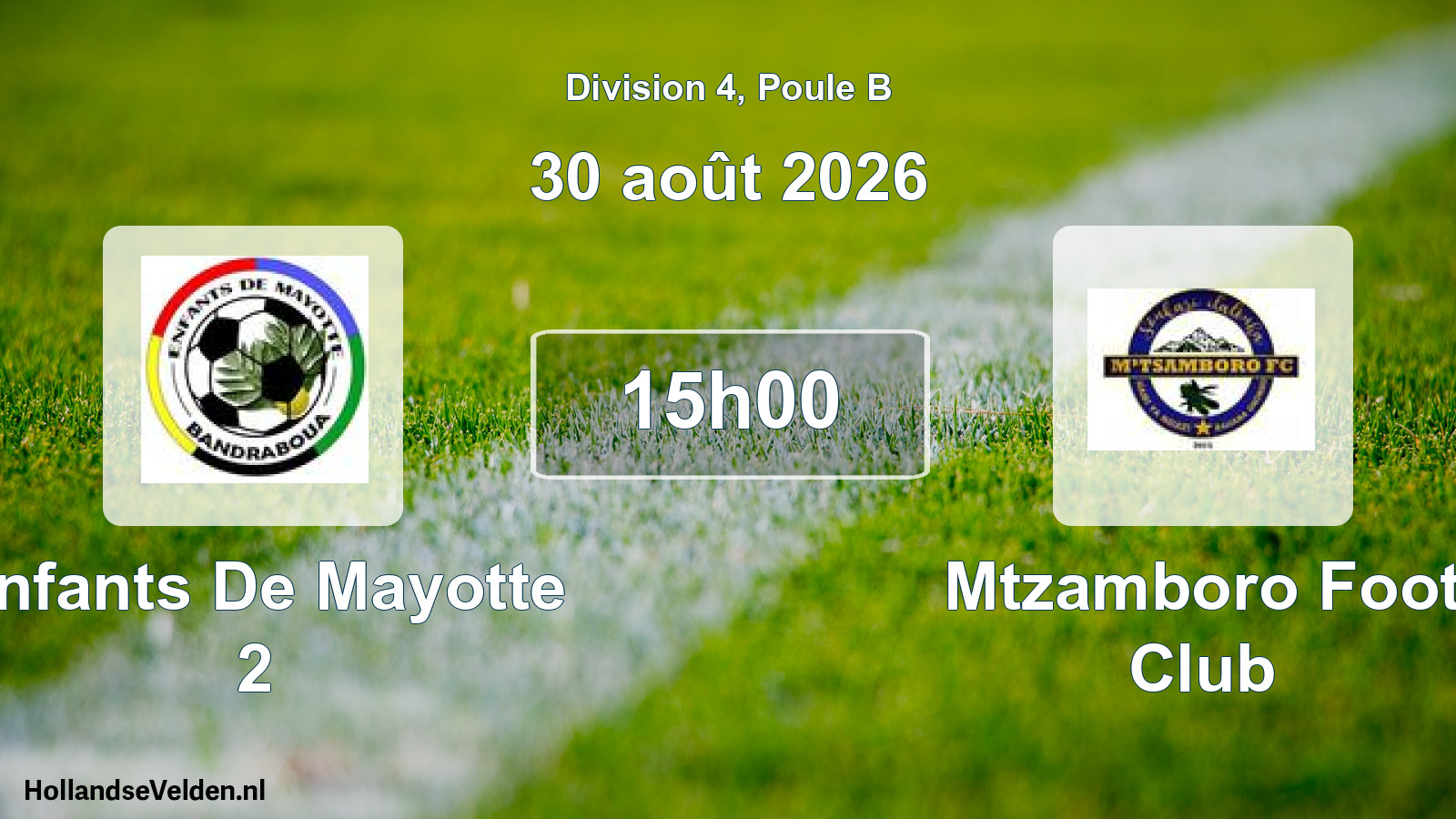 Match programmé: Enfants De Mayotte 2 - Mtzamboro Foot Club (30 août 2026)
